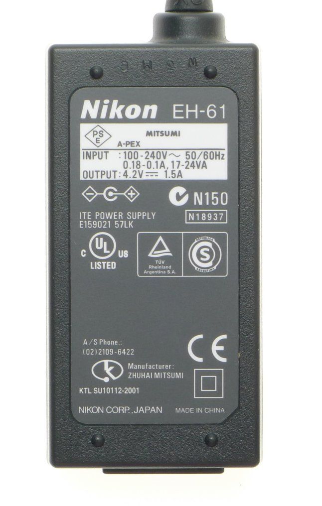 Nikon eh-61 ac adapter for coolpix 2100, 3100, sq digital camera box manual