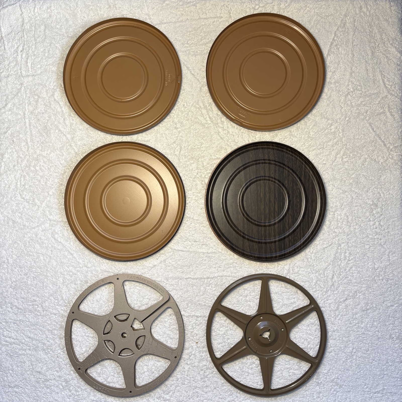 2 Dual 8 Harwood Flip-Top Dual Woodgrain Can with Harwood Reel / Kodak Reel READ