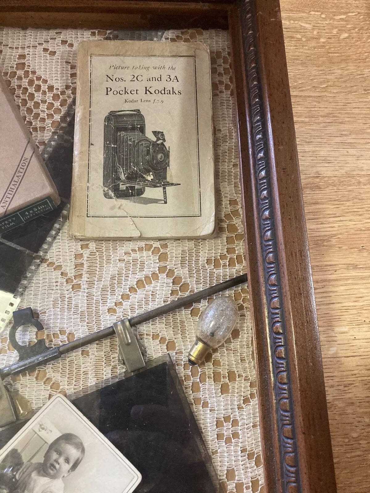 Rare Vintage Photography -Camera Items In Shadow Box