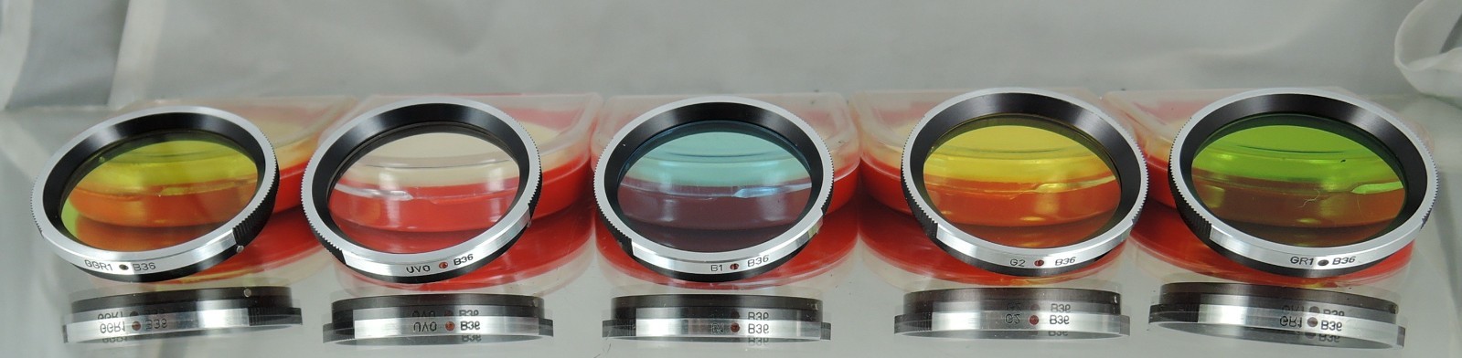 Flexaret – Set of five color filters B36 MEOPTA Czechoslovakia genuine MINT