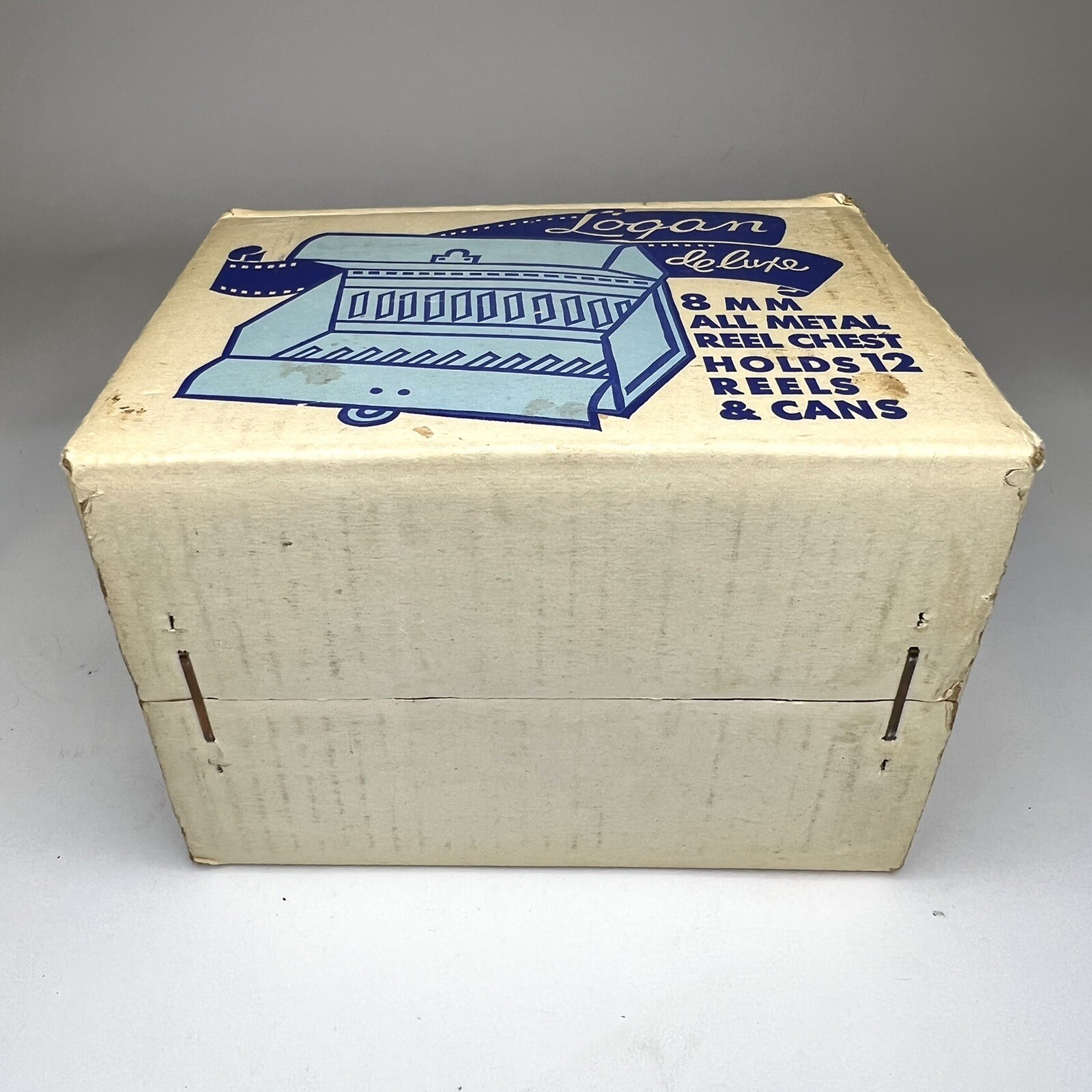 Logan De Luxe Blue Metal 8mm Movie Reel Chest Case w/ Original Box