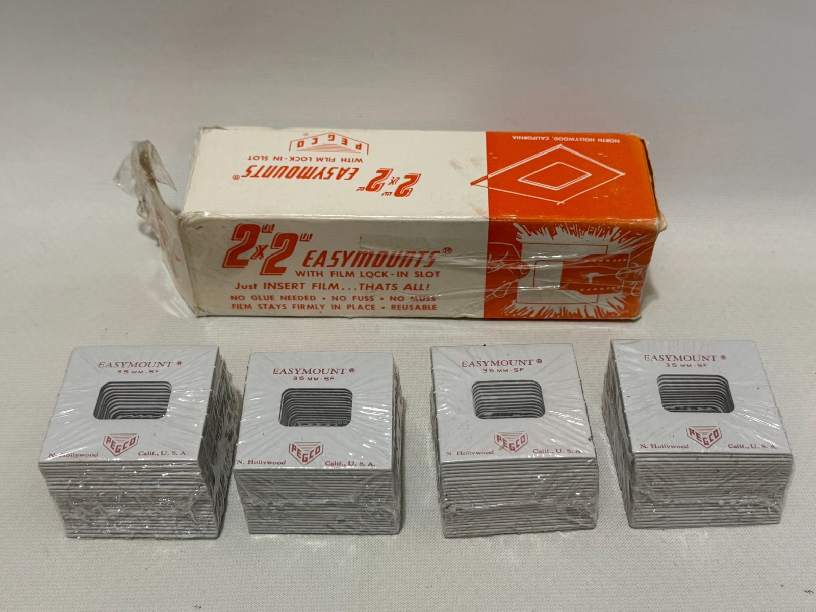 Lot (100) Peg Co. 2″x2″ SF Easymounts 35mm Film Frames New NOS Box