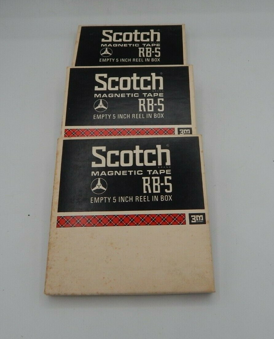 Lot of 3 SCOTCH MAGNETIC TAPE EMTPY 5 INCH REEL IN BOX RB-5