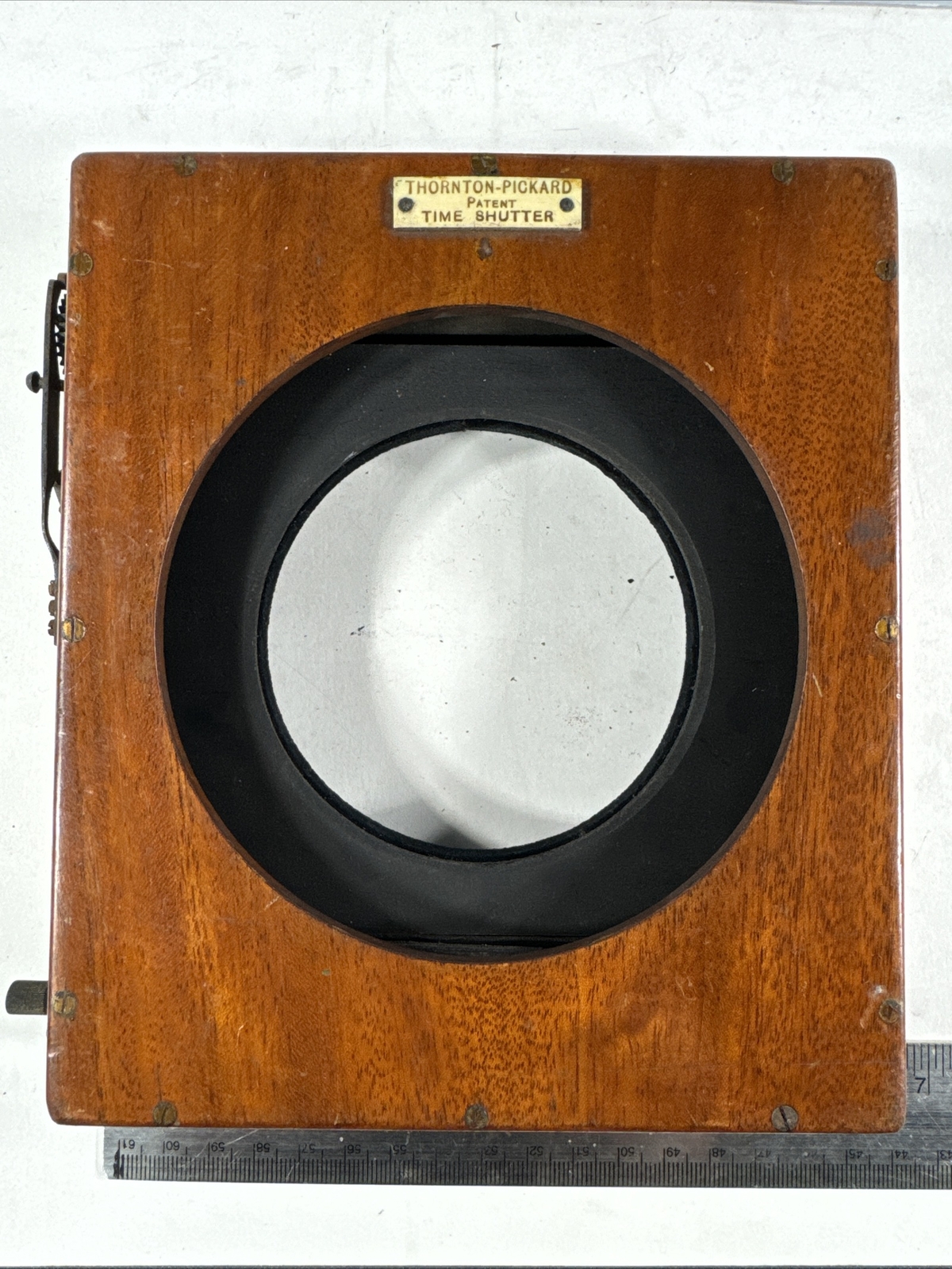 3.5in Thornton PIckard Patent Time Roller Wooden Shutter for Brass Barrel Lens