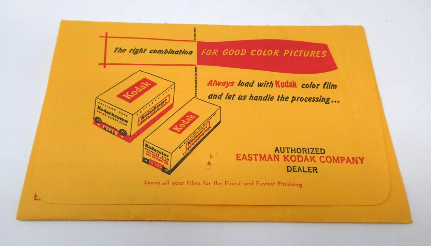 VG Condition Vintage Empty Kodak Film Envelope Kodachrome K135 C620 No Dealer