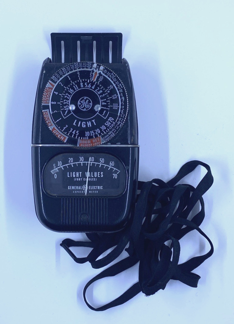 Vintage General Electric Light Values Meter With Leather Case Still Works!