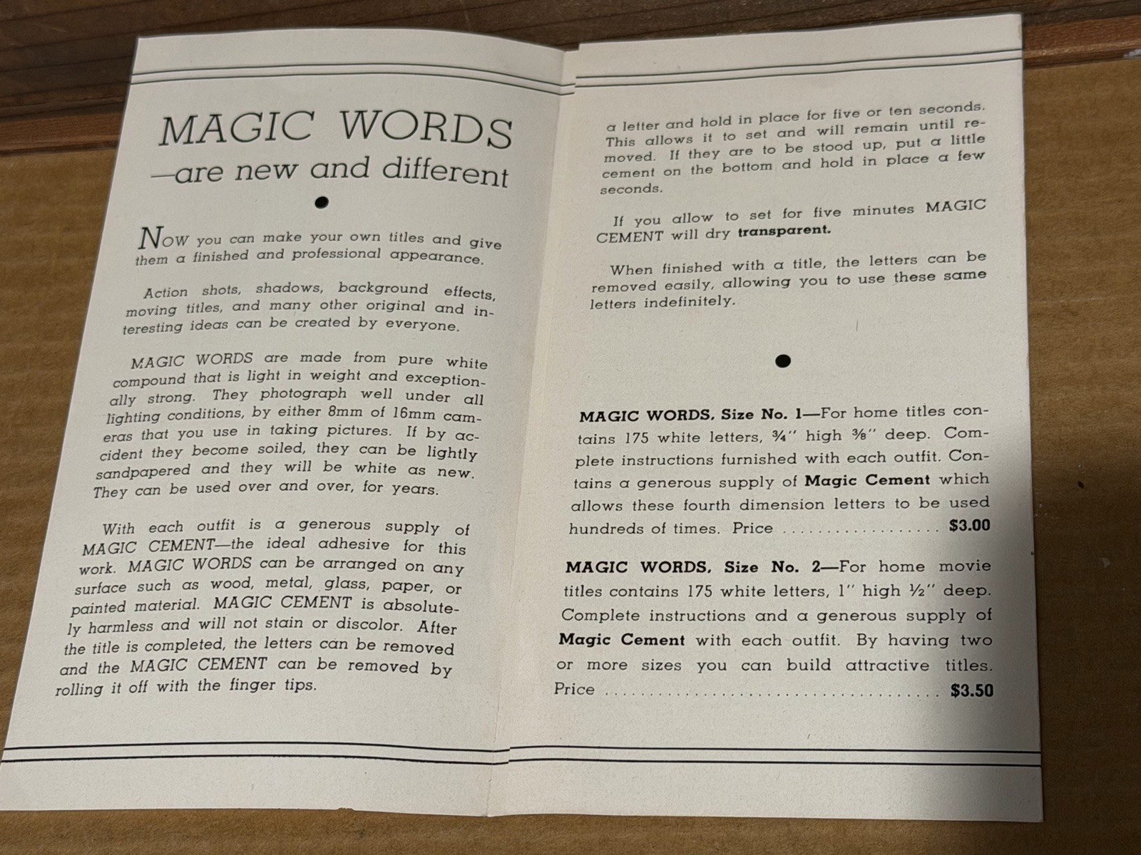 Magic Words Vintage Movie Title Set by Craig Movie Supply Co