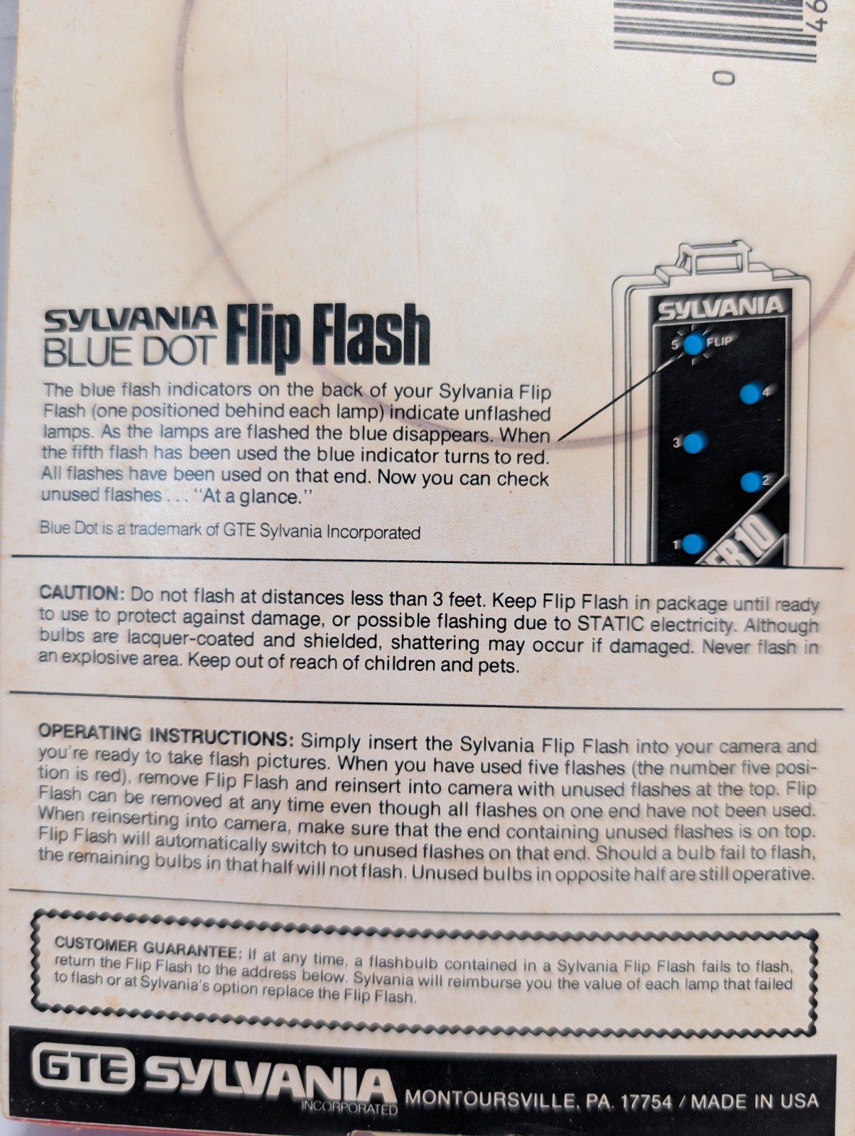 Sylvania Blue Dot Flip Flash Super 10 Flashes | NOS, For Flipflash Cameras