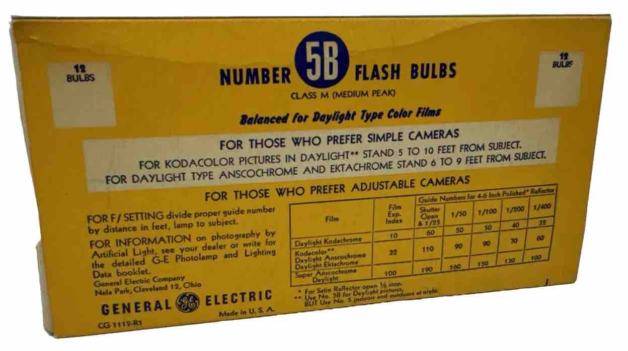 Vtg GE General Electric Sure Fire Camera 5B Flash Bulb Lot 12 Bulbs USA NOS