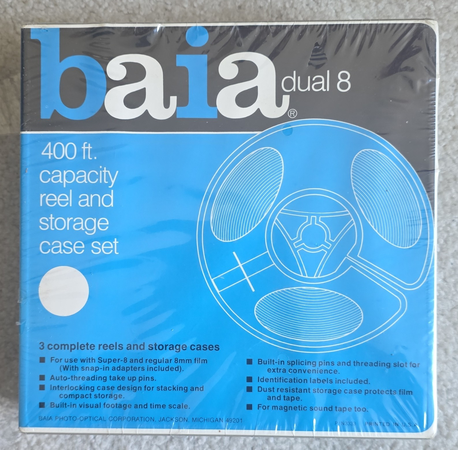 Baia Dual 8 400 ft Capacity Reels Set w/ 3 Reels & Storage Cases