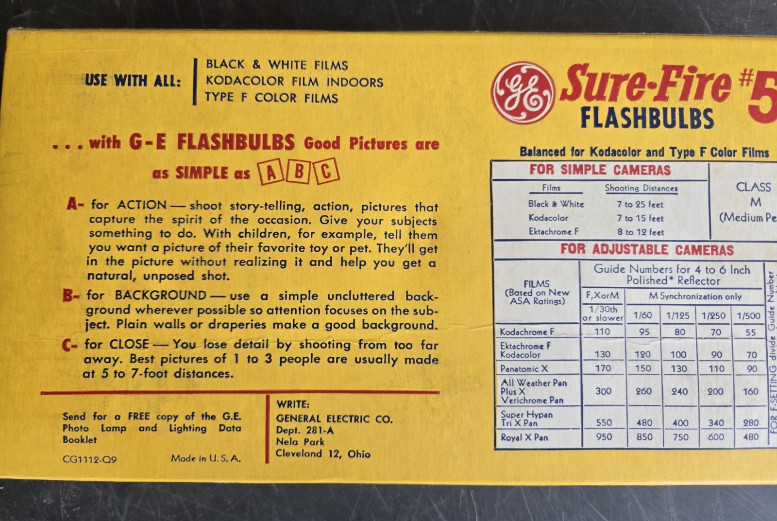 New Old Stock 12 Vintage General Electric Sure-Fire #5 Flashbulbs GE FREE SHIP