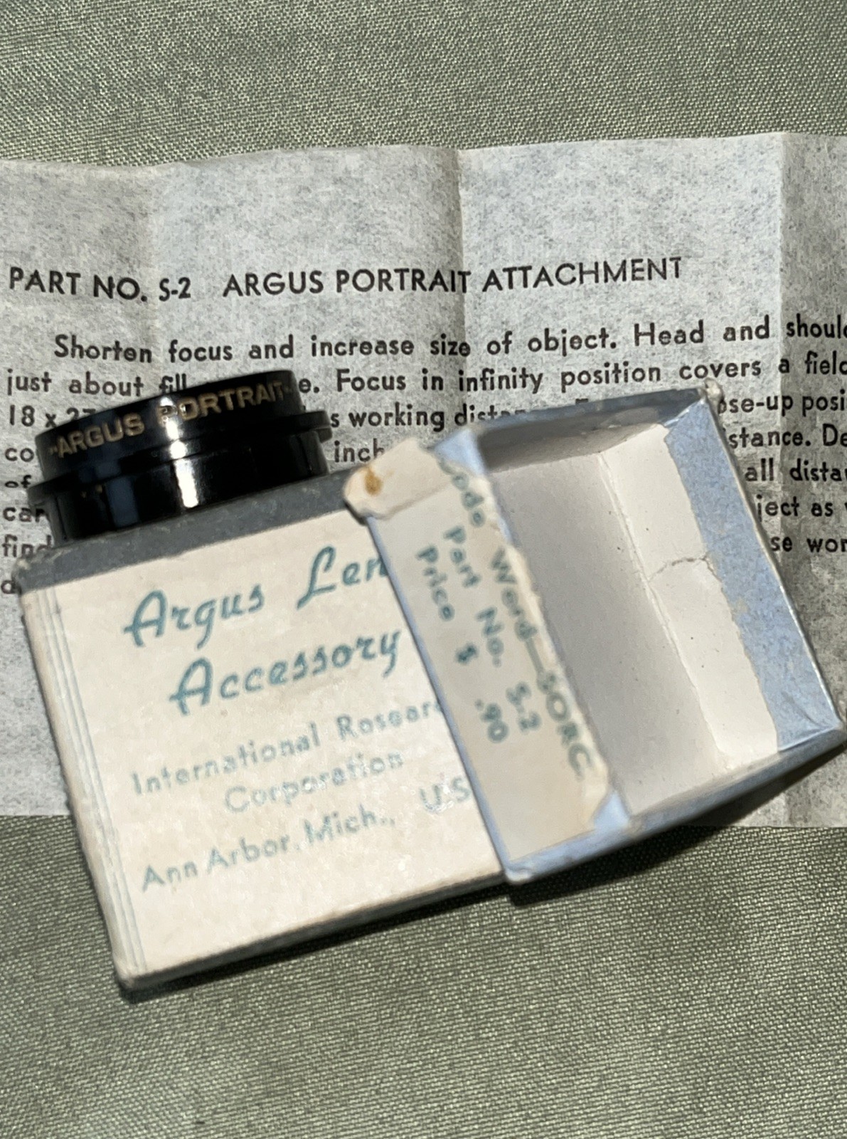 Argus Lens Portrait Attachment Model S-2 w/ Box FREE SHIPPING