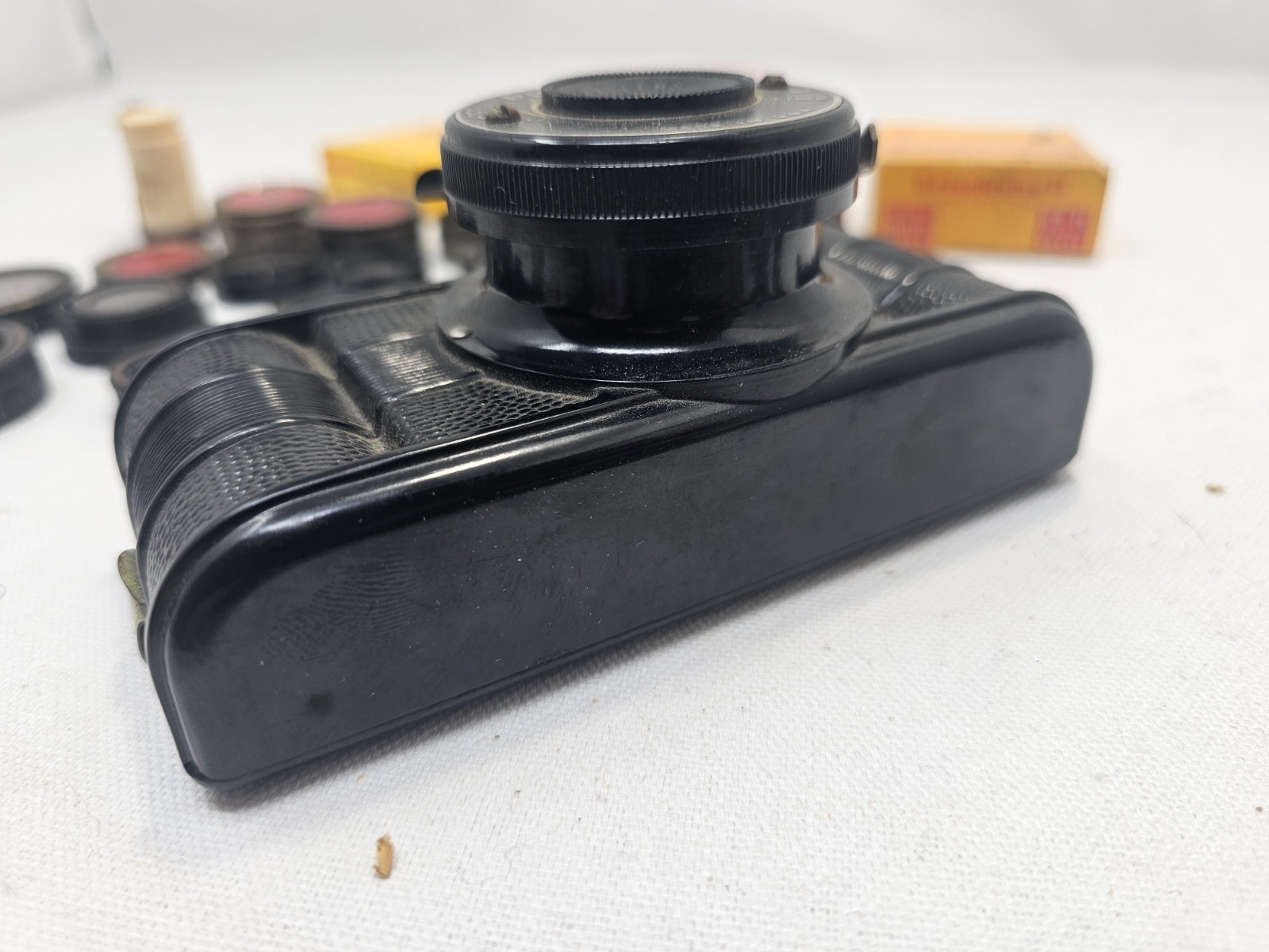 Vintage Pickwik 50mm Graf Lens Bakelite Camera Lot Kodak Filters Ansco Film