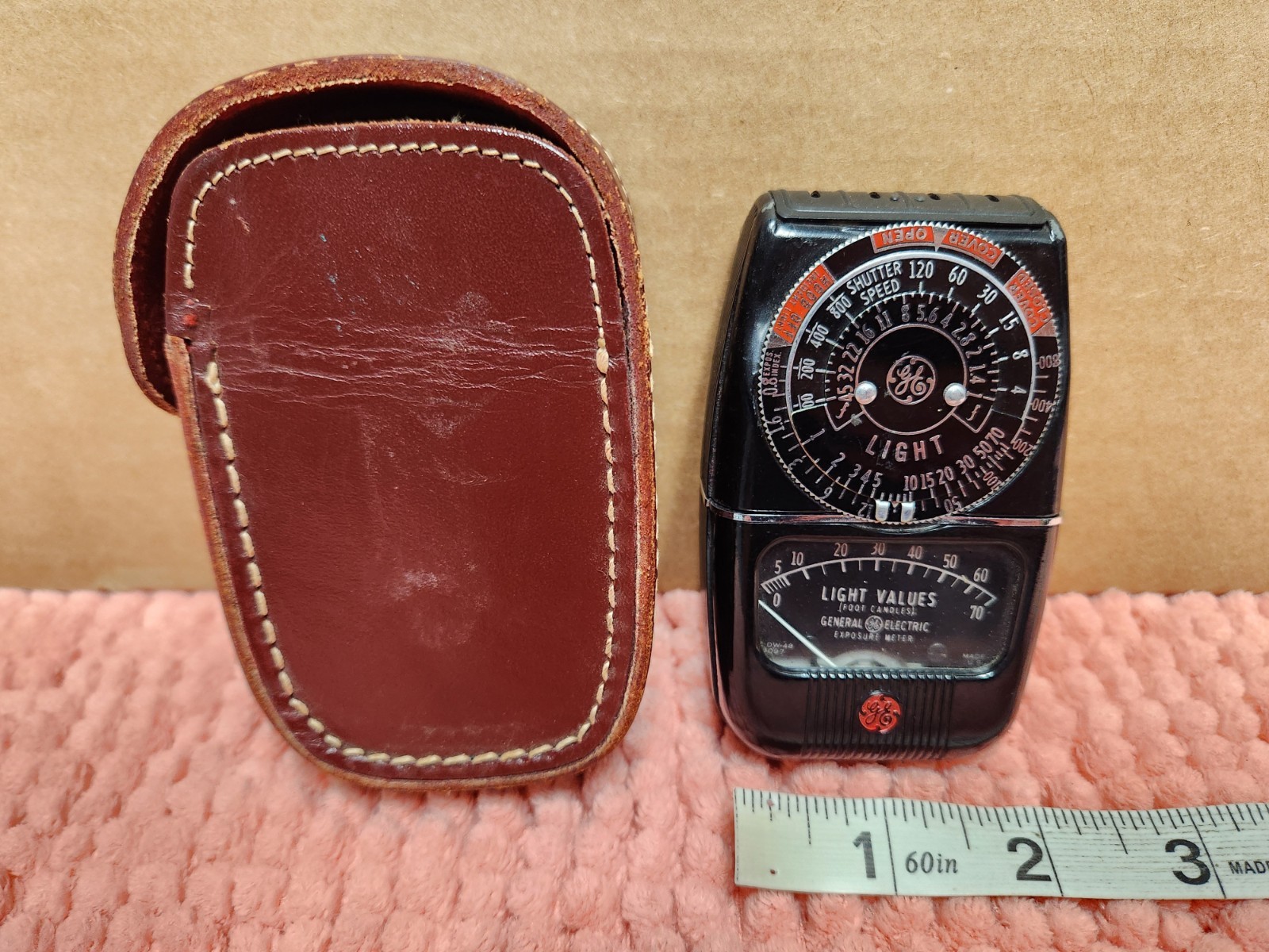 VTG General Electric Exposure Light Meter GE Model 8DW48Y6 w/ Leather Case
