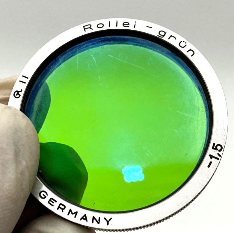 Rollei‑grün Bay II green filter–R II–1.5 for RolleiflexTLR original leather case