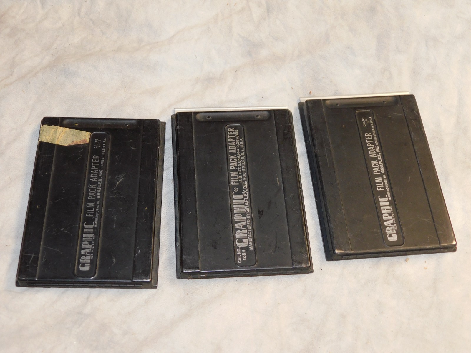 Lot of 3 Graflex Graphic 4×5 Film Pack Adapters for Parts or Repair