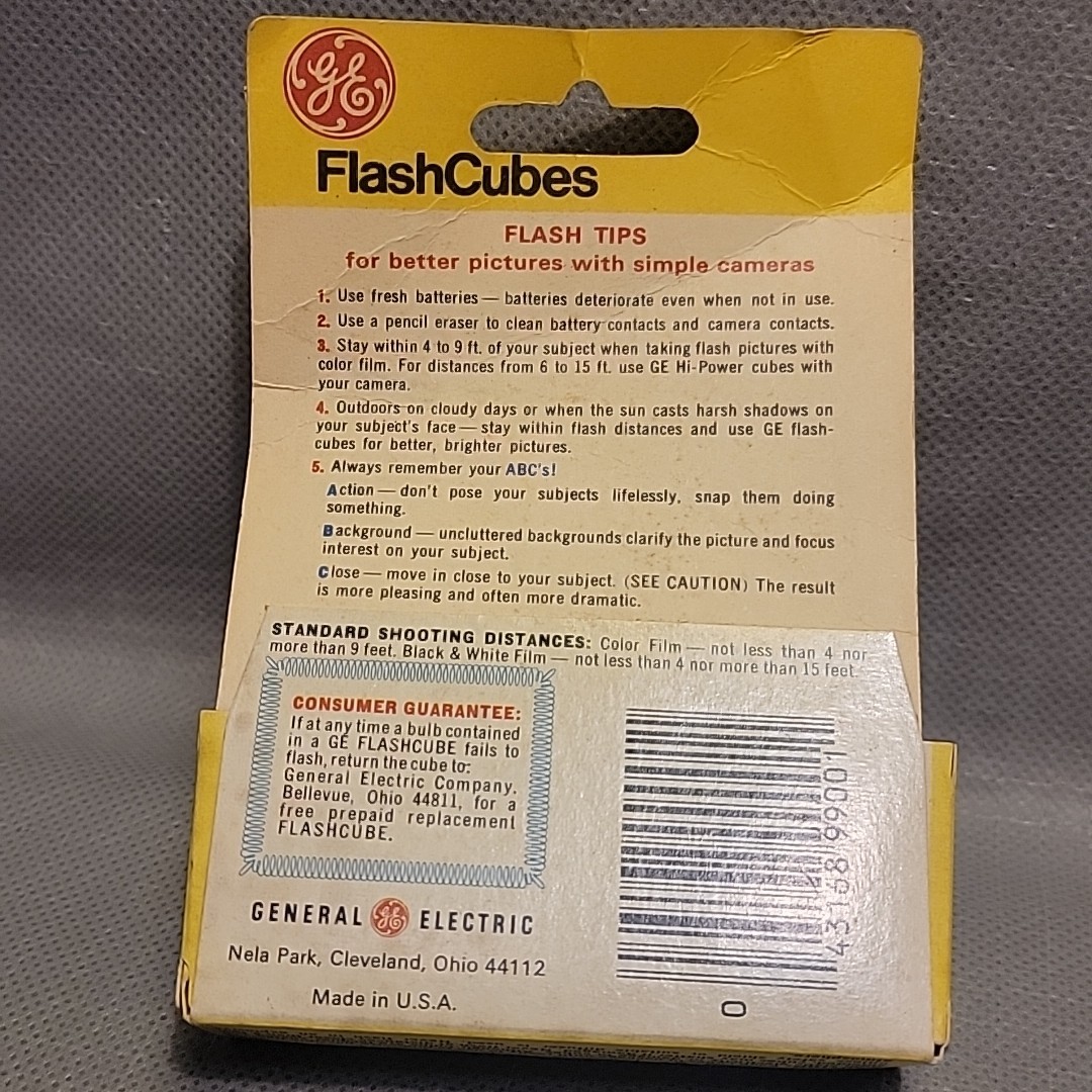 Vtg GE Flash Cubes 3 cubes 12 flashes for Standard Flash Cube Cameras NOS