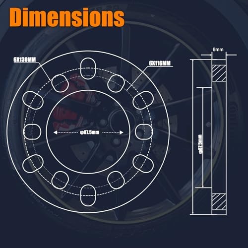 6mm 1/4 inch Thickness 6×4.5 6×115 6×120 6×127 6×130 1/4″ ( 6mm )Thick 4 PACK