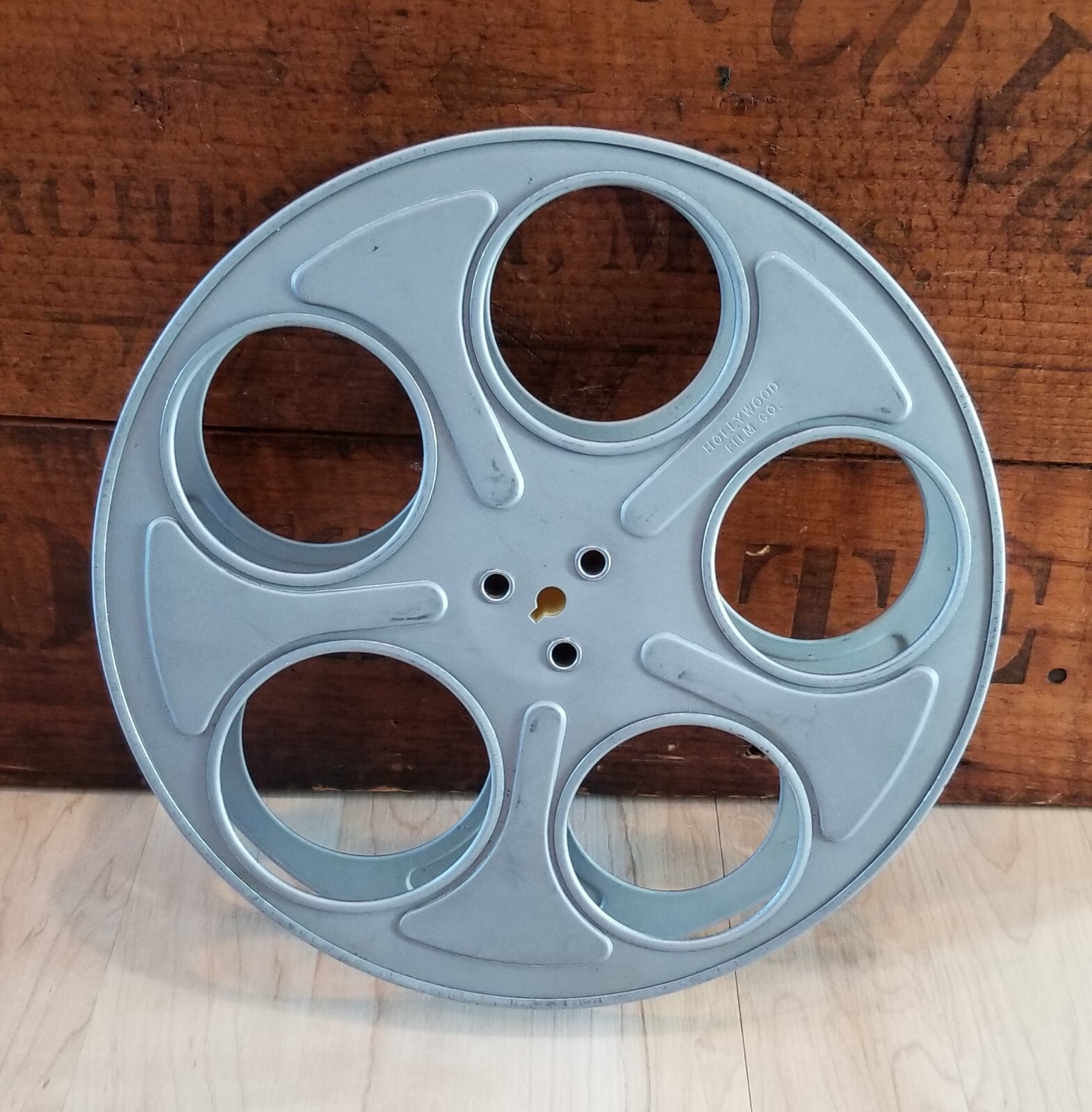 VTG Film Reel Hollywood Stamped 5 Hole Motion Picture Movie Reel 9&3/4″