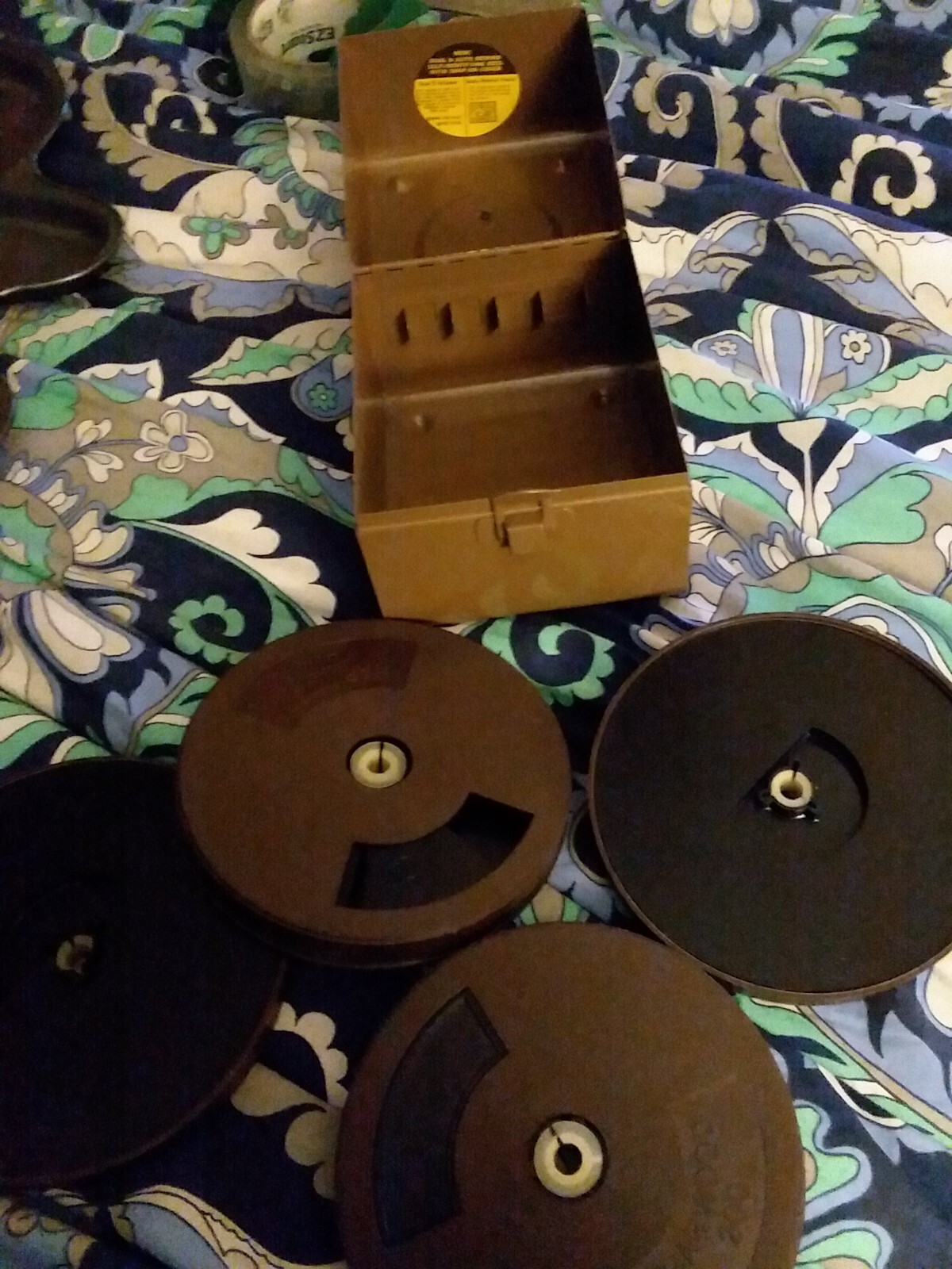 Vintage Super 8 Dual 8 Metal Storage File Box Container + 4 reels Prop