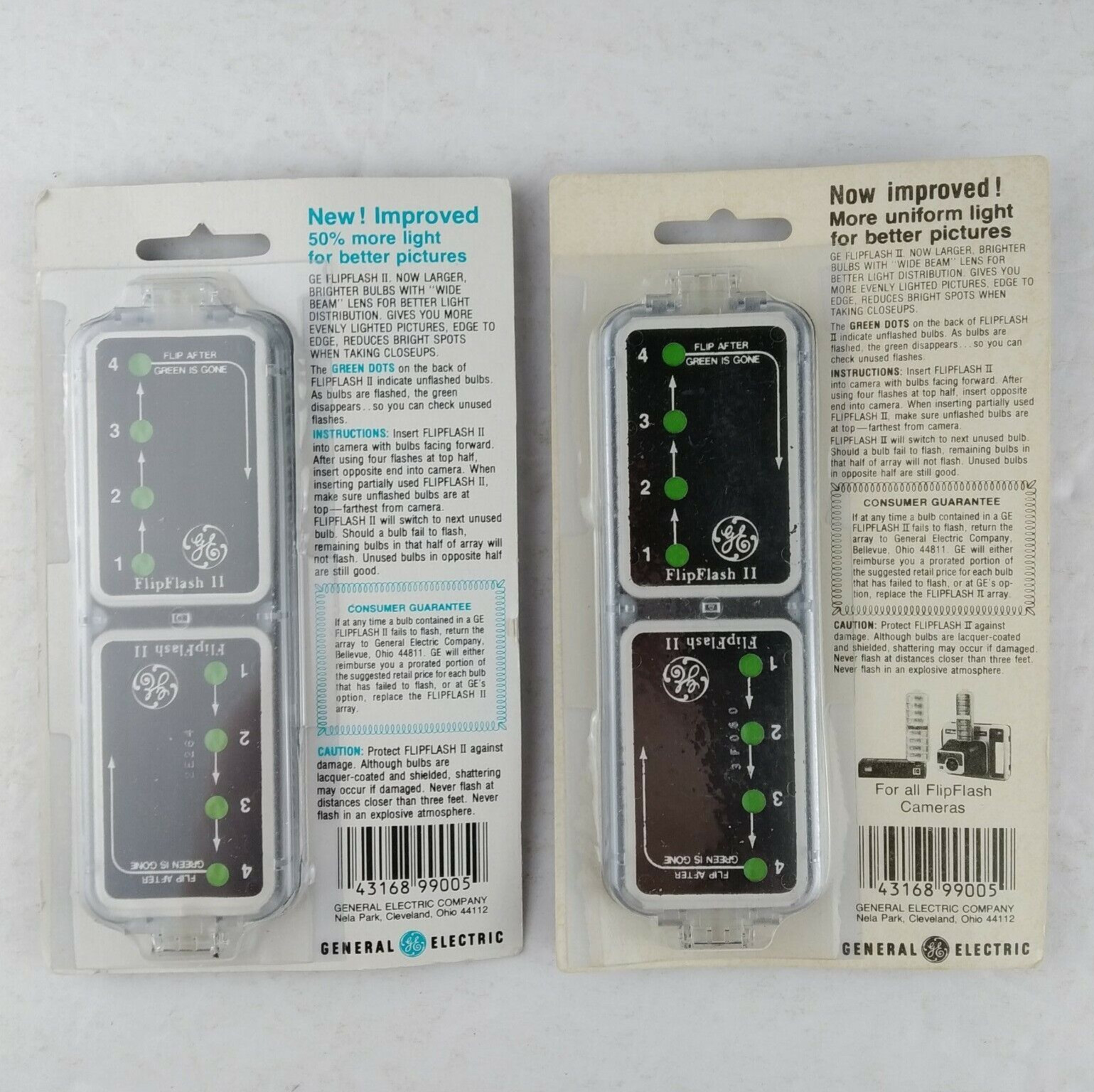 2 GE Flip Flash II 8 Flashes Each NOS For All Flip Flash Cameras