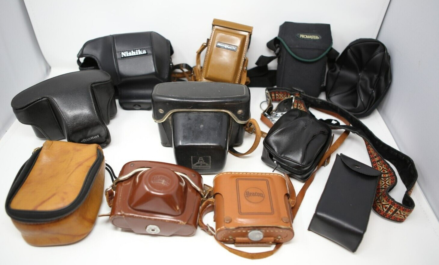 Vintage Photo Camera Cases Lot of 11 READ Rollei Kalimar Braun Nurnberg Beacon