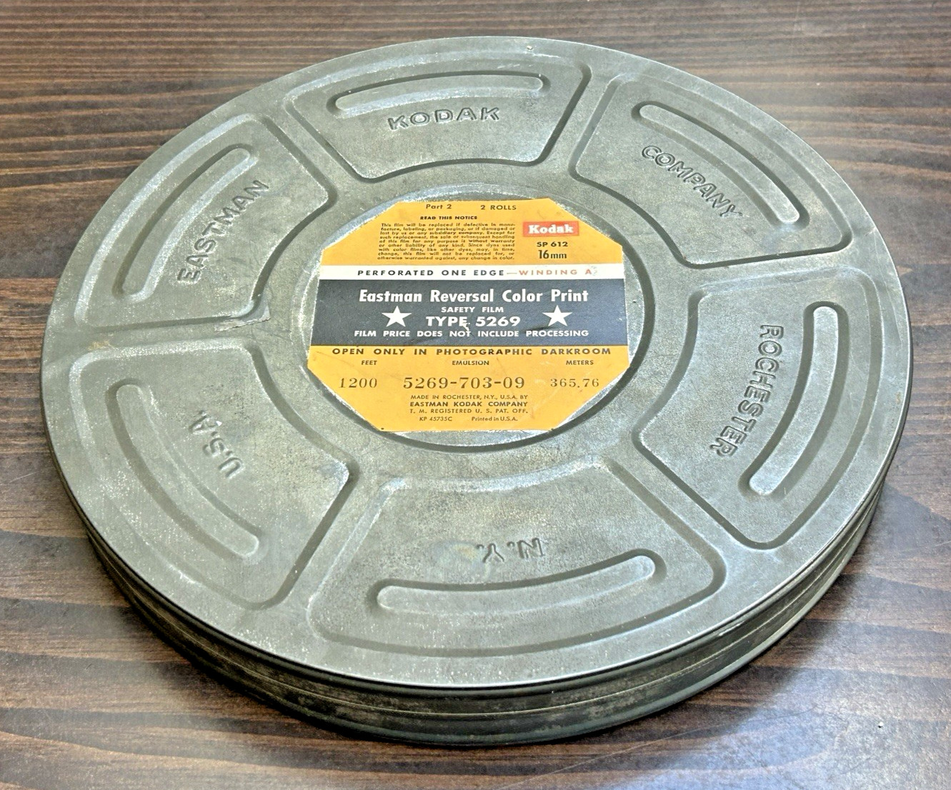 Eastman Kodak SP 612 16mm Film Empty Canister Vintage Type 5269