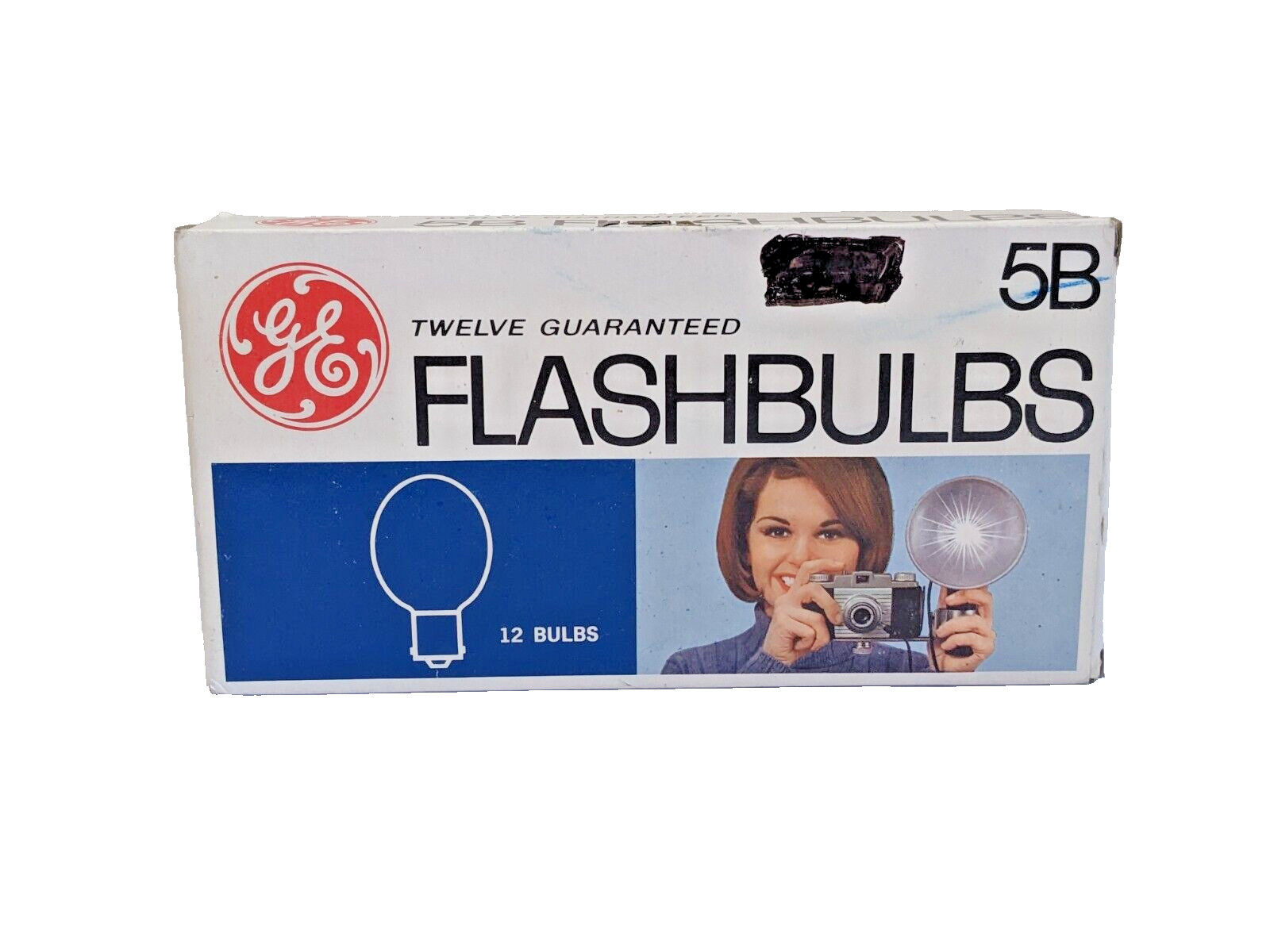 Vintage GE General Electric 5B Flashbulbs Blue 12 New Unused Bulbs NOS