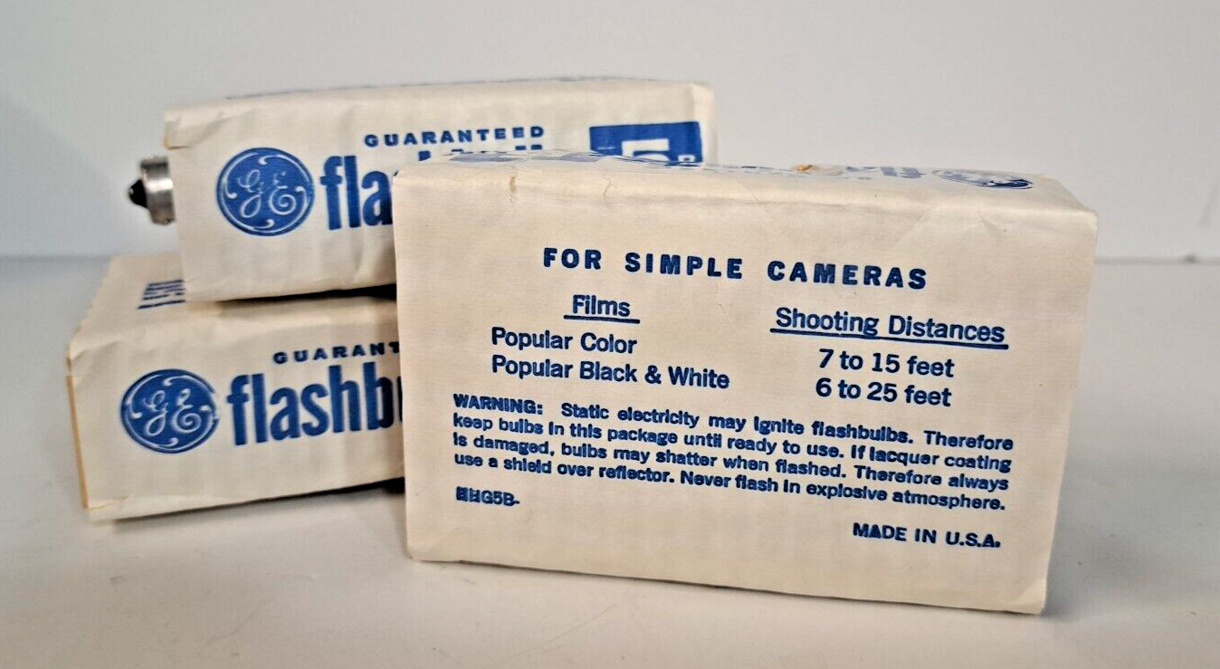General Electric Flashbulbs 5B 12-Pack Unused Box & Packing Vin 1960’s RARE