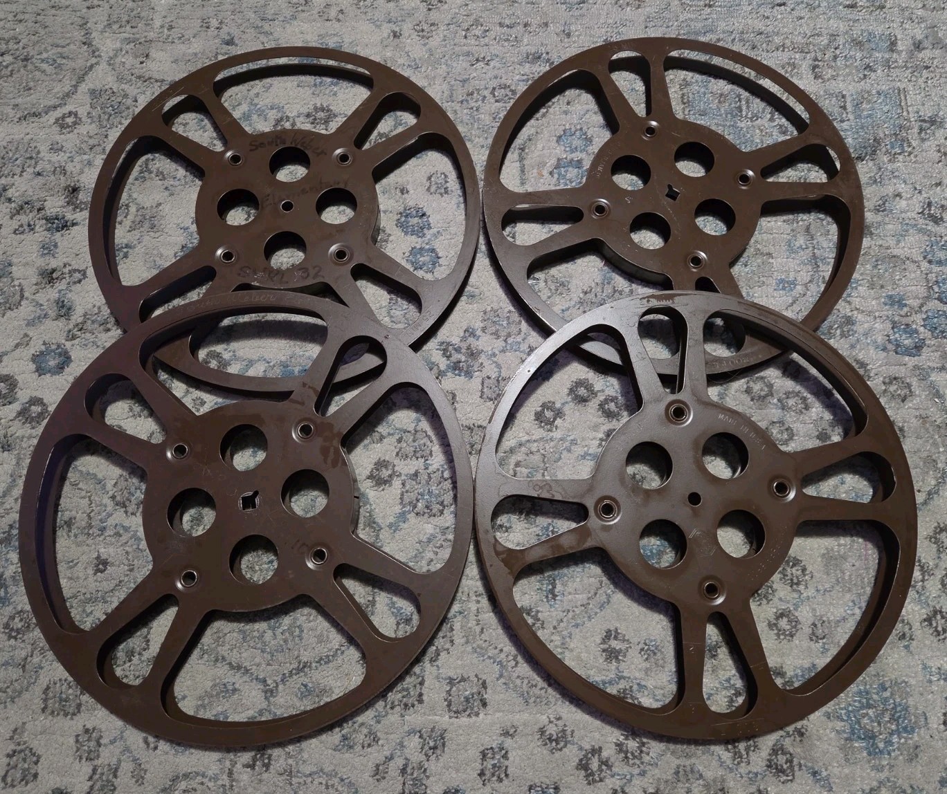 Vintage Goldberg Bros. Brown Metal Film Reels 10.5″, Lot of 4, Made In USA