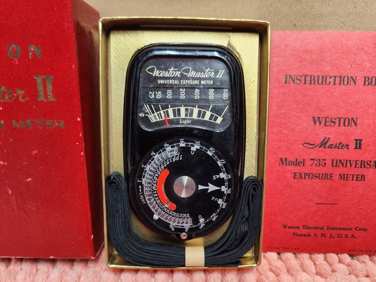VTG 1940s Weston Master II Model 735 Exposure Meter w/ Manual & Box