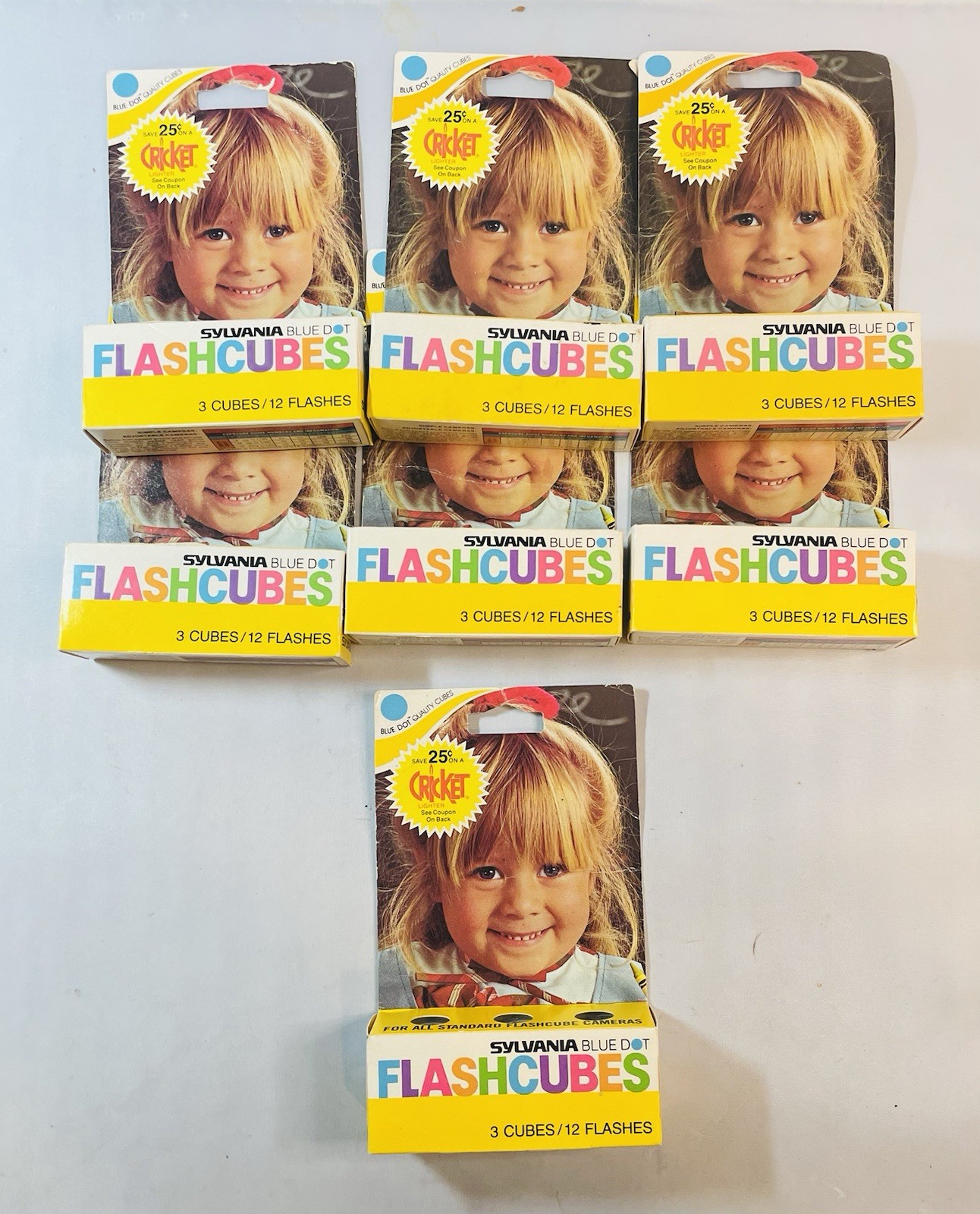 Vintage Sylvania Blue Dot Flashcubes Package of 3 Cubes (12 Flashes)