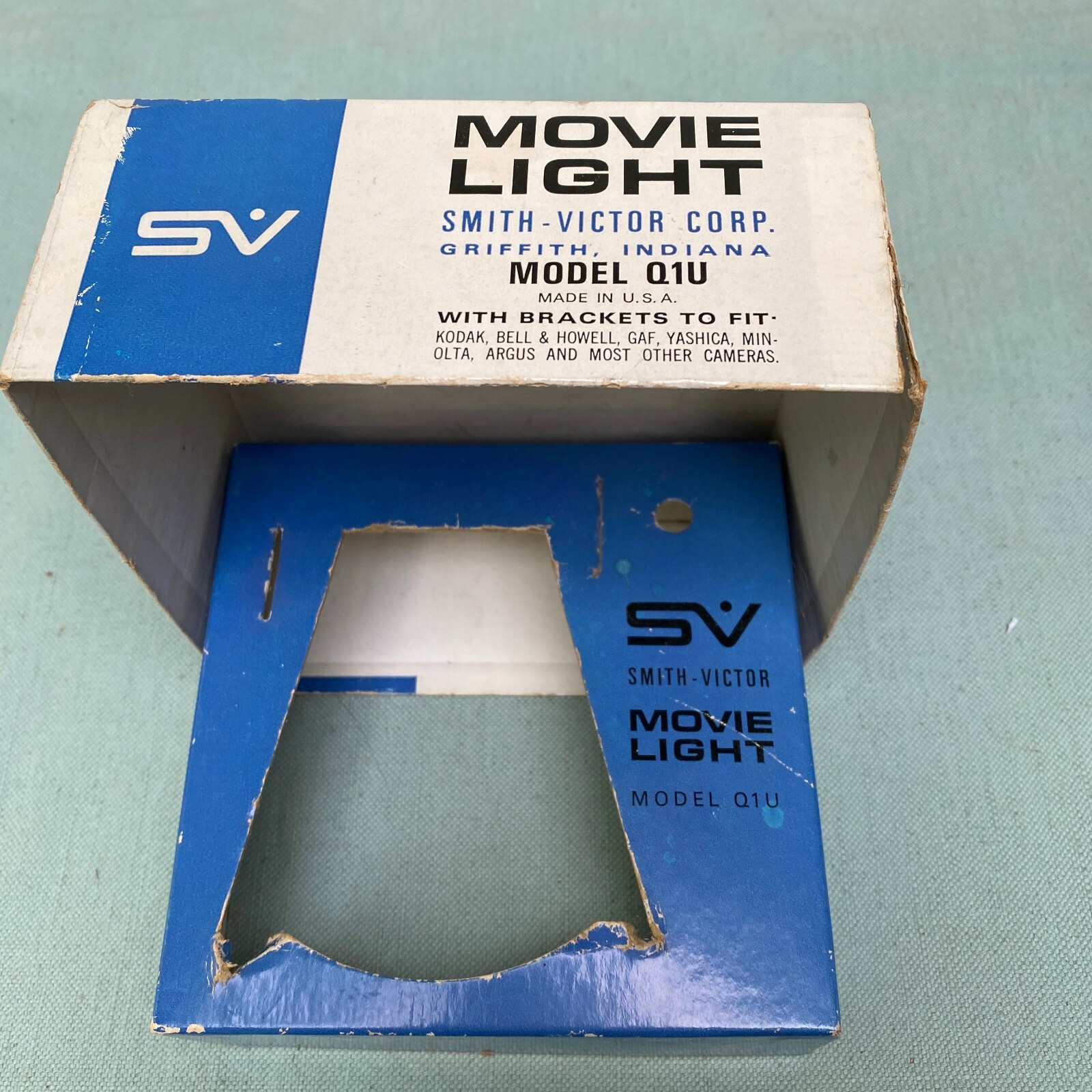 SV Smith Victor Movie Light Super 8 Camera Q1U Griffith Indiana Box Brackets VTG