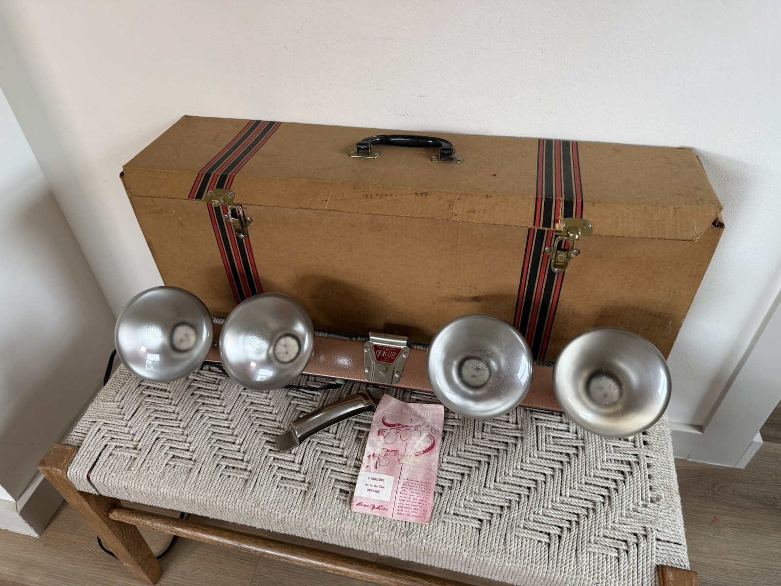 🍊Vintage ACME MOV-E-LITE Movie Film Stage Lighting Model 4 w/ Box WORKS!