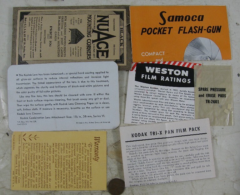 Vintage Camera Papers Samoca Flash Gun Weston Kodak