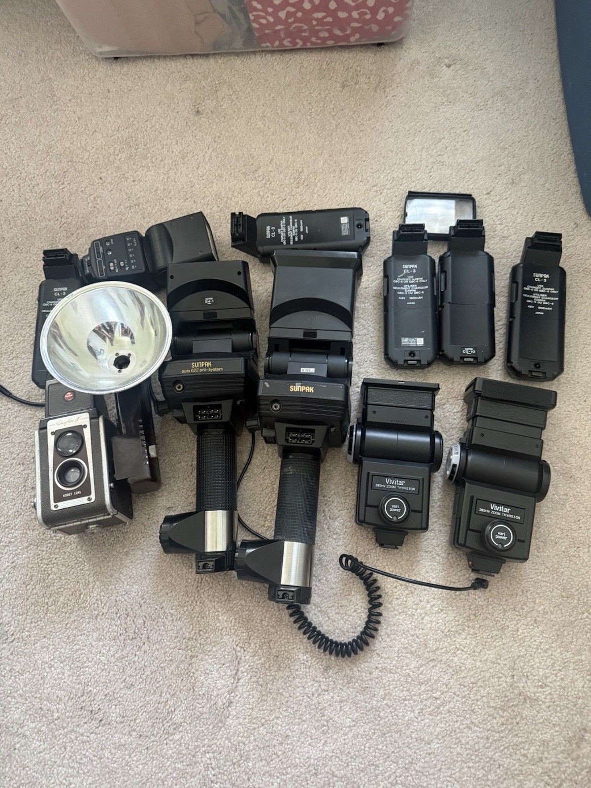 Lot Of Vintage Camera Flashes And Photography Accessories