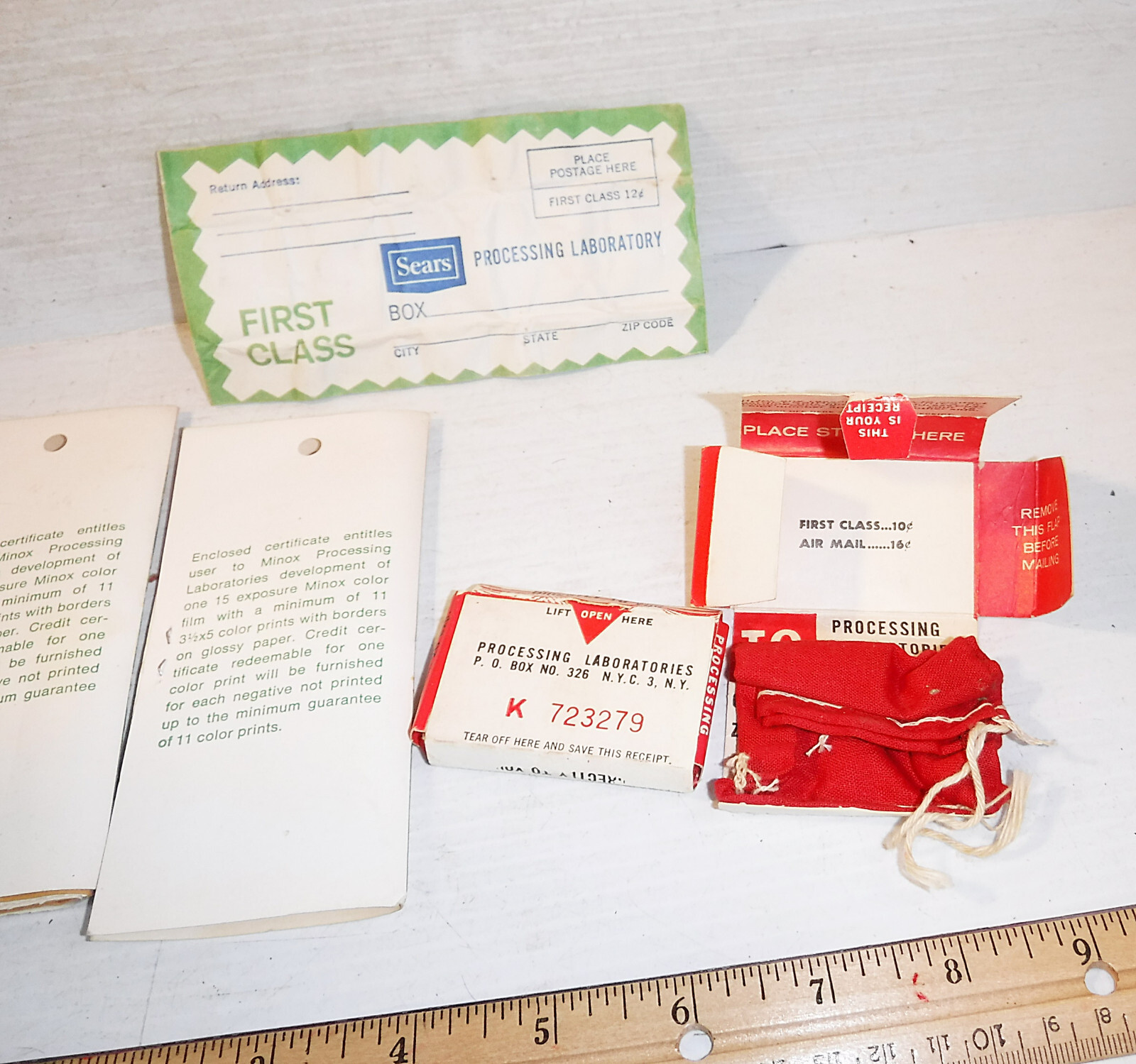 Minox Prepaid Film Mailers Kodachrome Mail bag Sears Film Developing Envelope