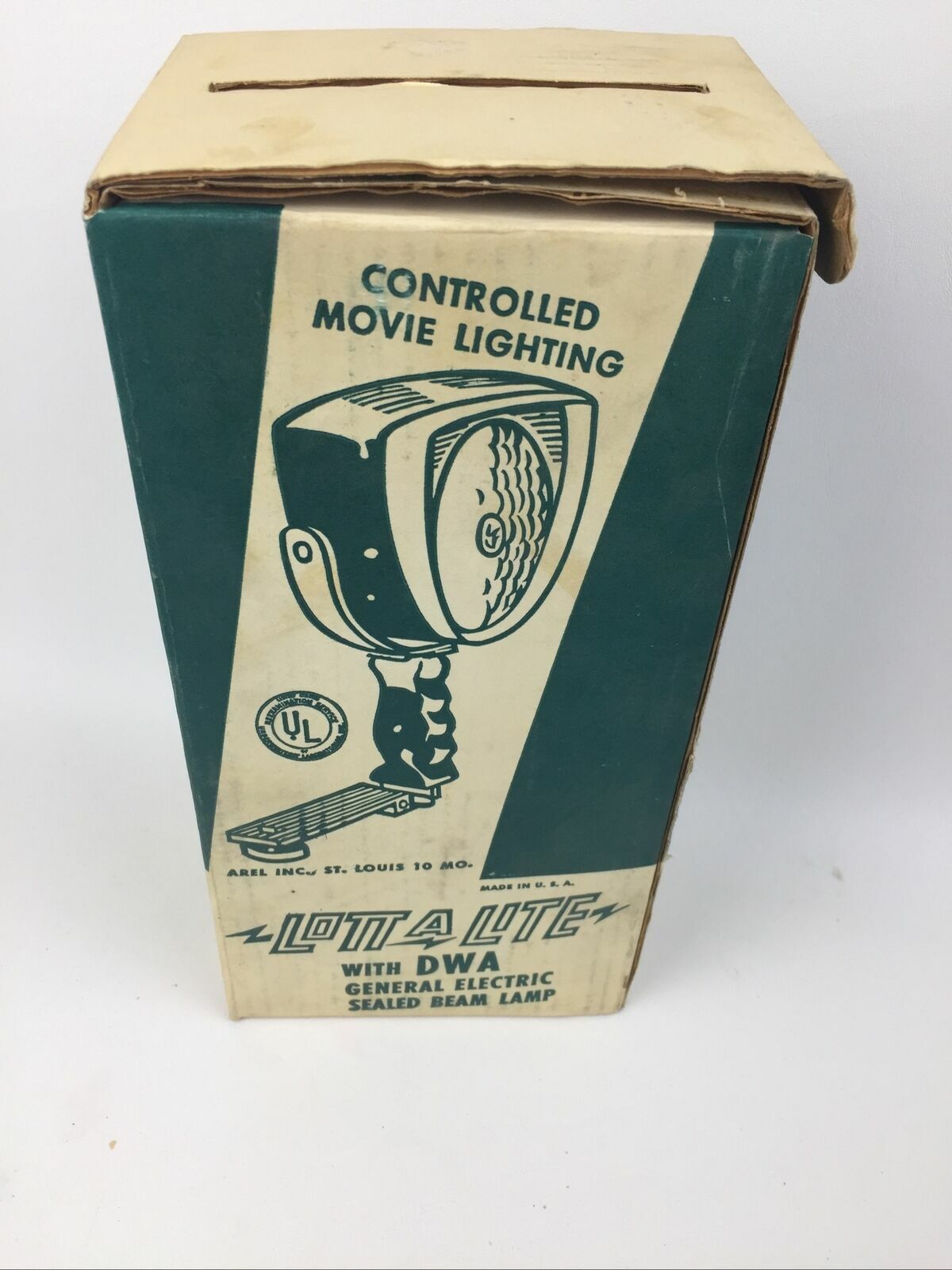 Vintage Arel Inc Lott-A-Lite Photography Movie Lighting USA: Sealed Beam GE Bulb