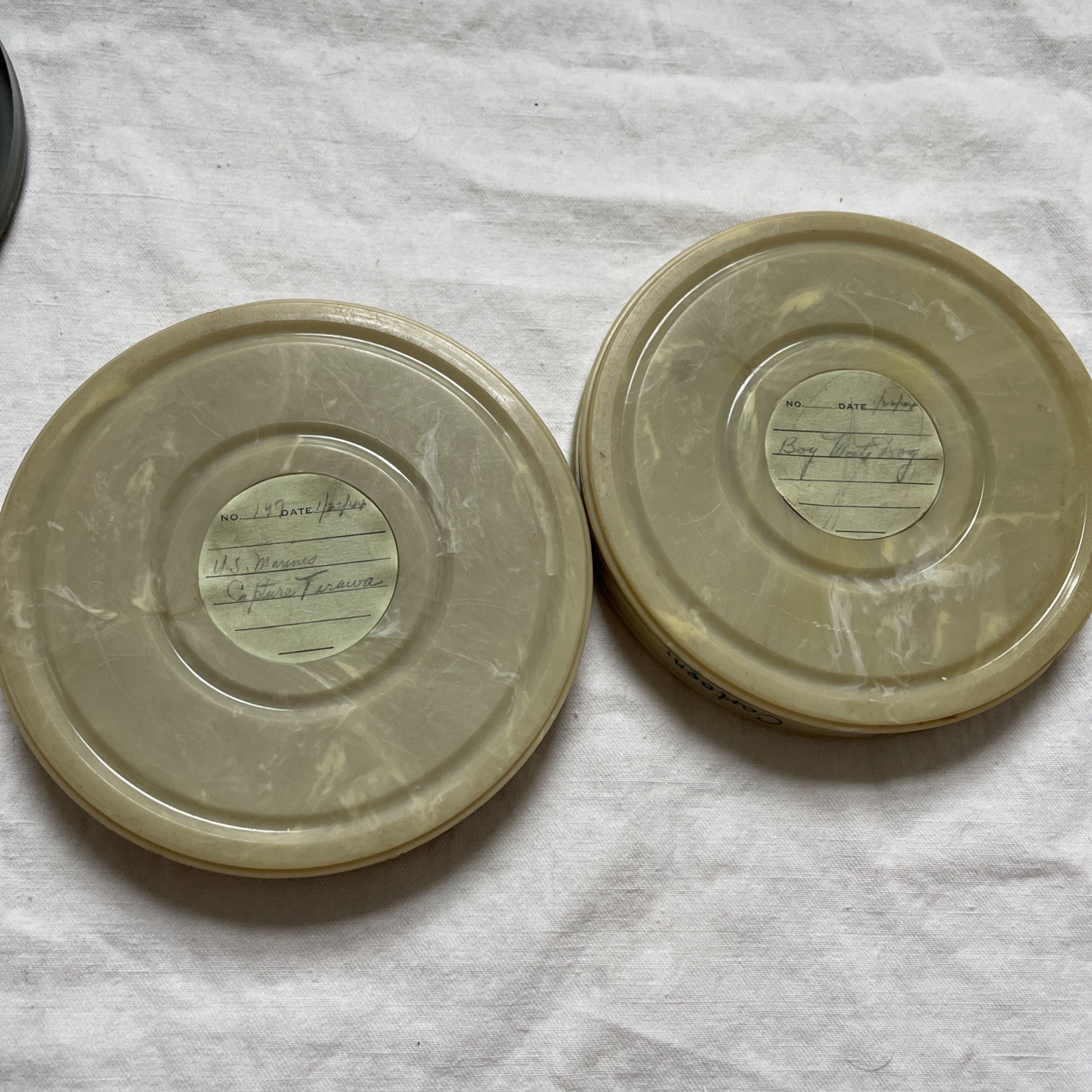 Vintage Brumberger 8mm Film Canister Case W 12 Reels Metal & Bakelite Canisters