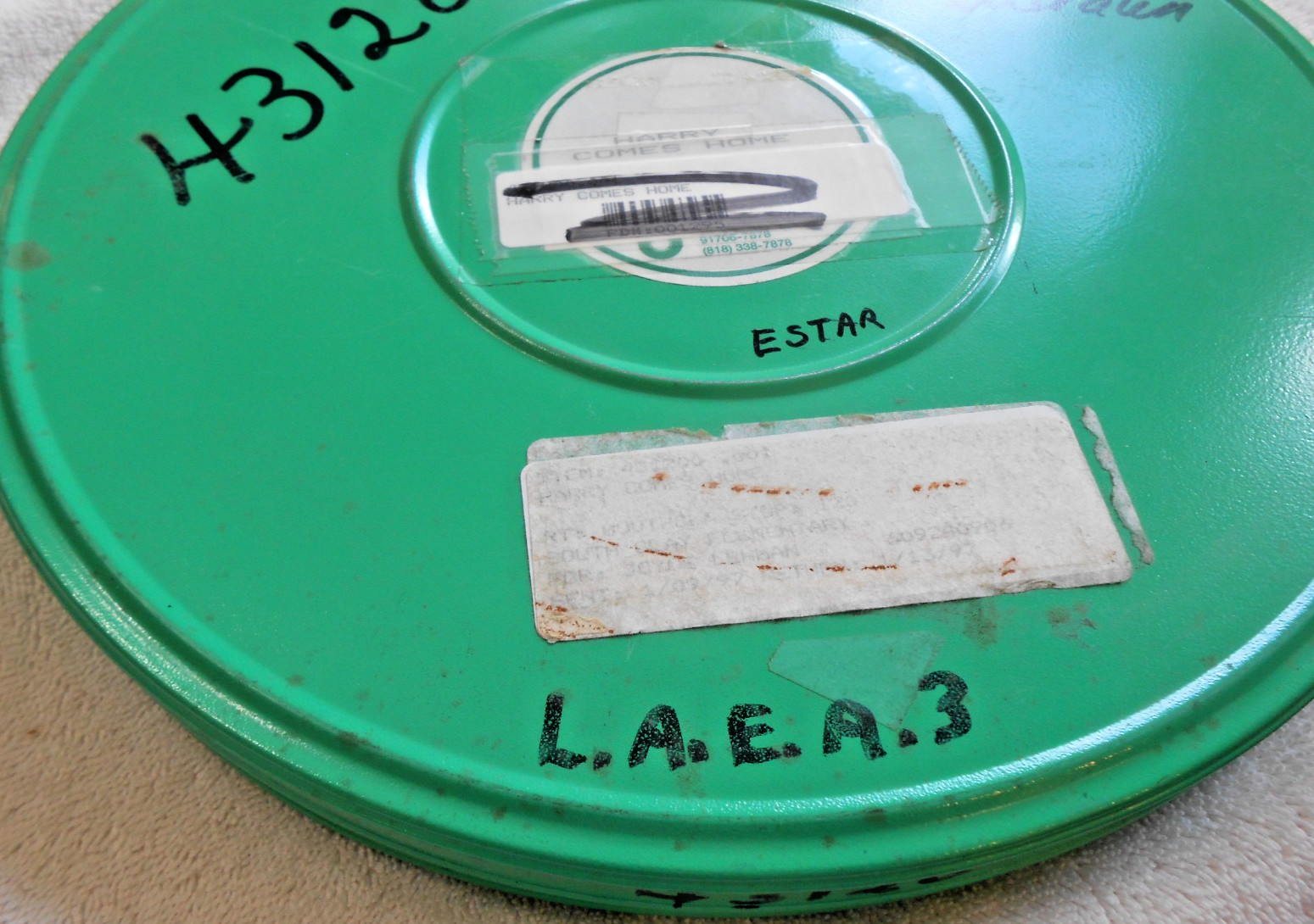 Film Reel Canister 12.5″ D with Movie Film (see Pictures for Detail) 16mm