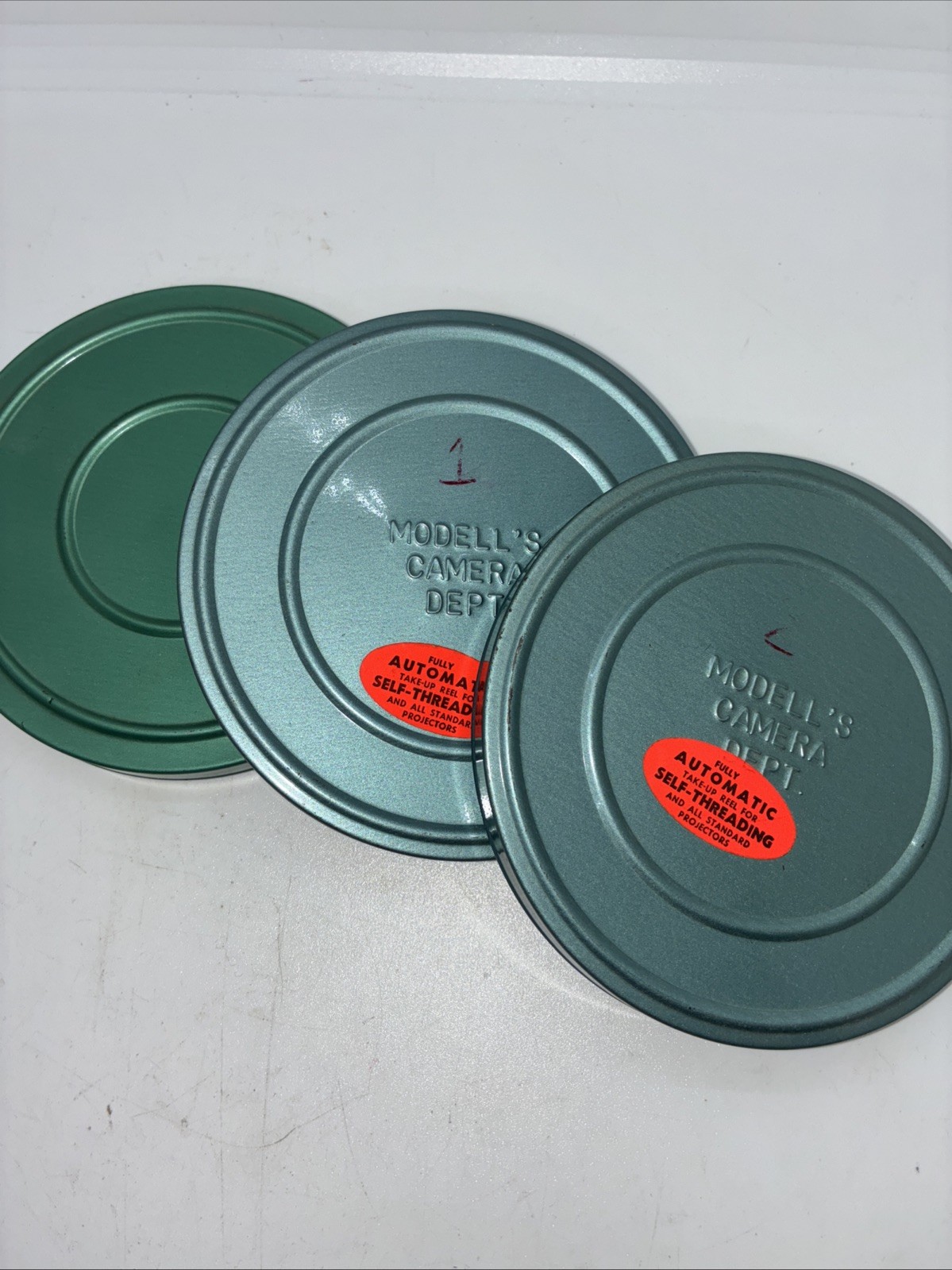 Lot of 3 Vintage 8mm Film Reels with Metal Canisters 5” Dia Modell’s Reelane