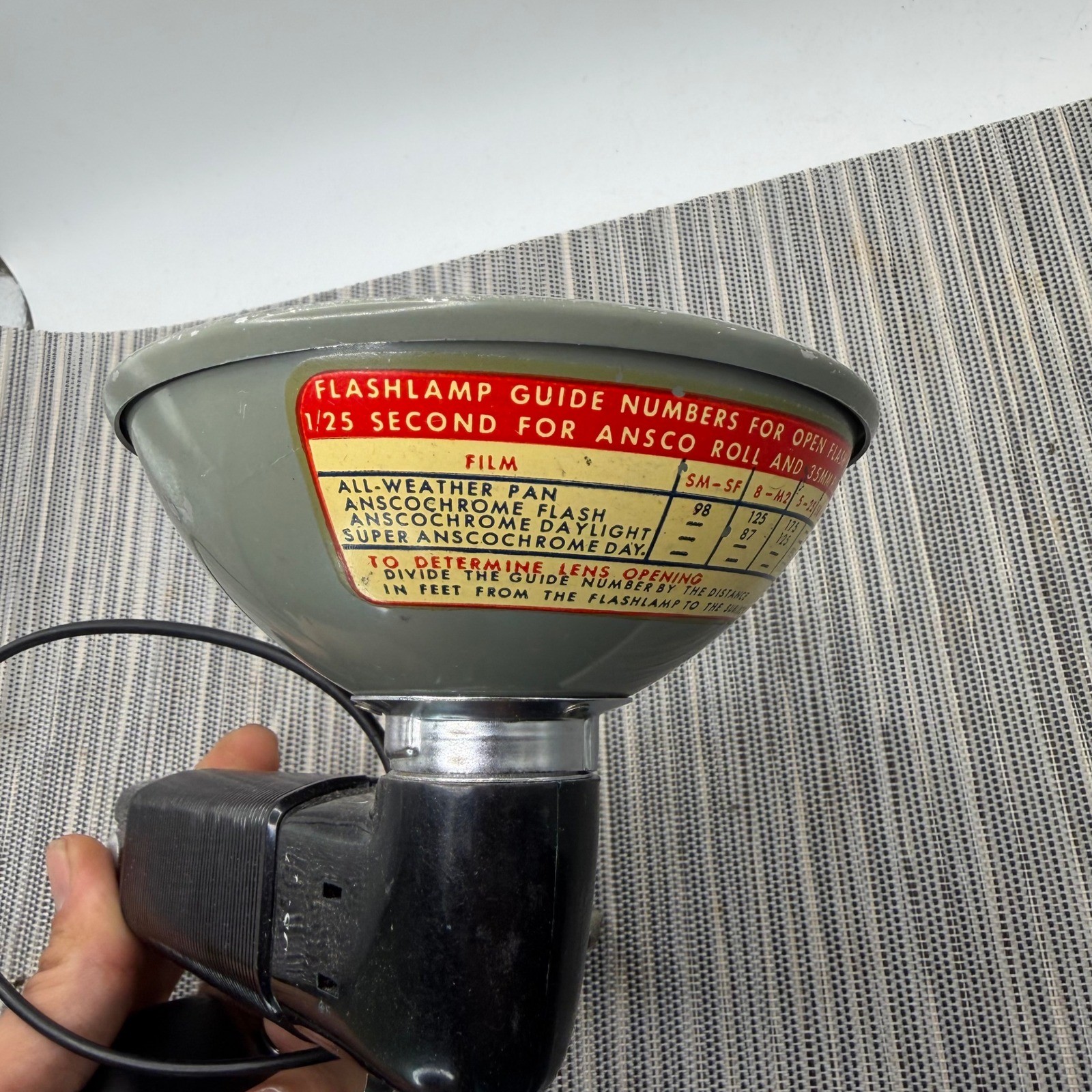 Vintage Ansco Handheld Camera Flash Unit with Reflector and Sync Cord Retro Gear