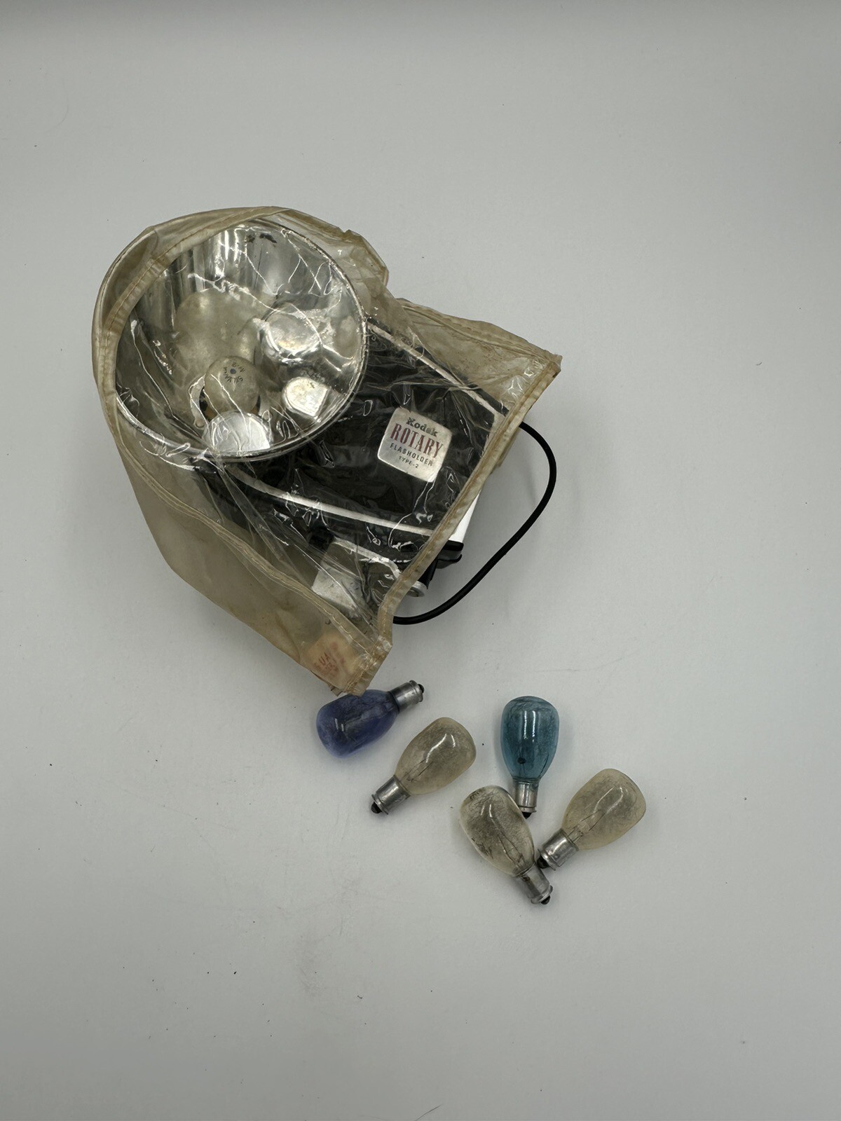 Vintage Kodak Rotary Flash Holder Type 2 w Extra Bulbs & Sleeve VTG Photography