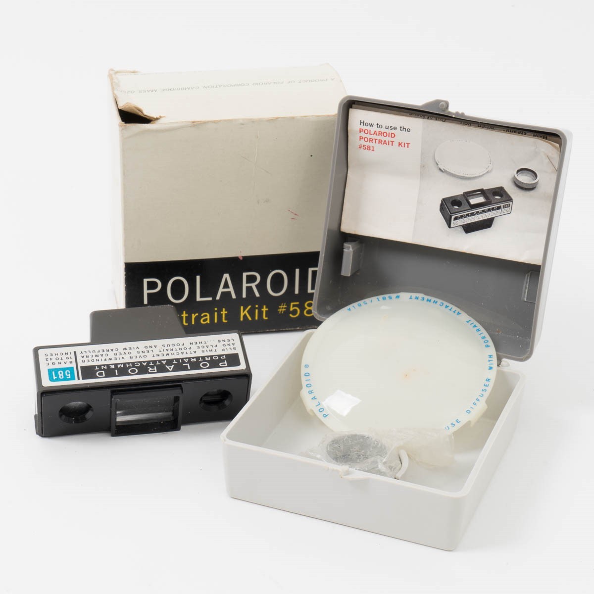 Polaroid Flashgun #268, Close-Up Kit #583, and Potrait Kit #581 for Land Use 340