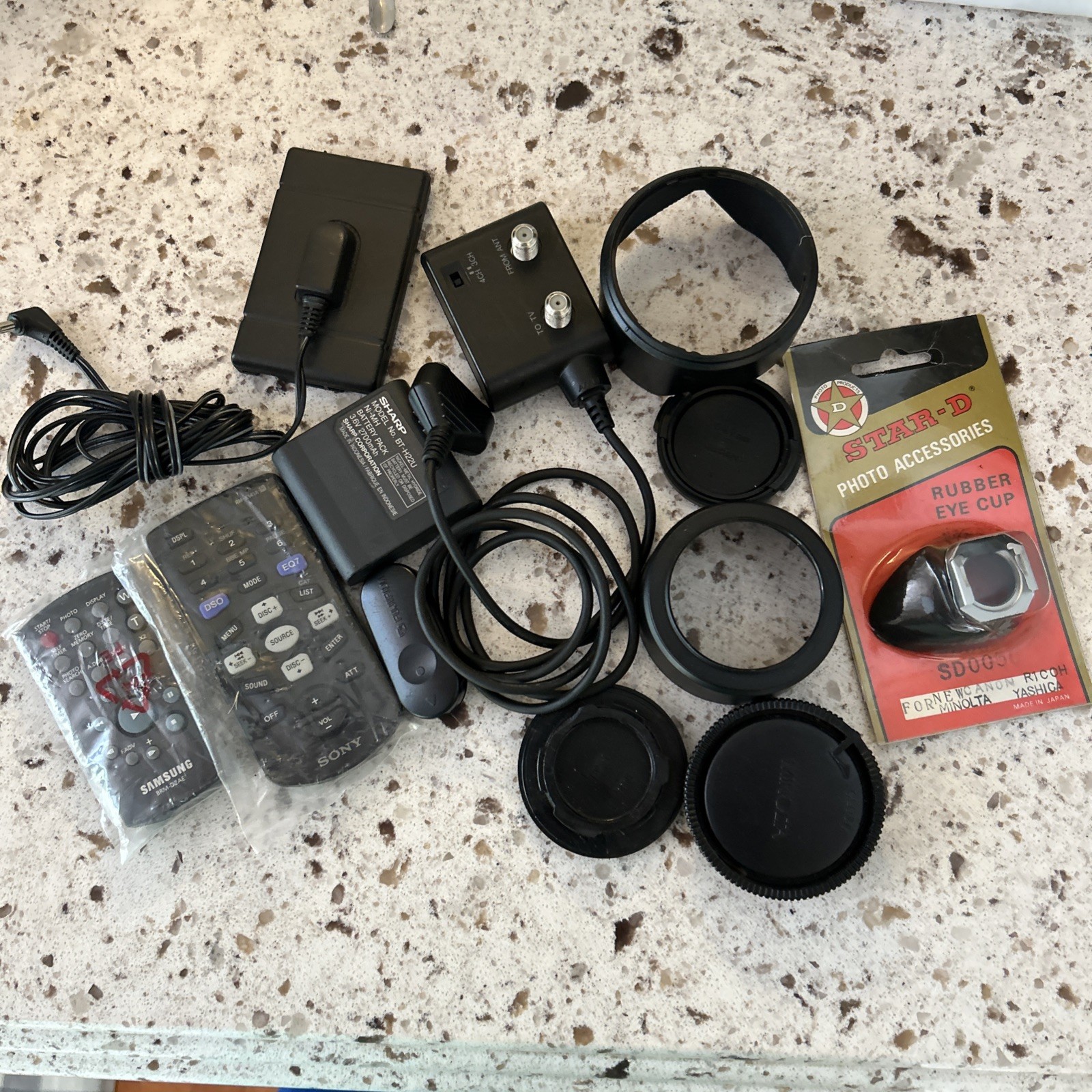 Vintage Lot Of Camera Accessories Cameras Misc Remotes Lens Caps Sony Minolta
