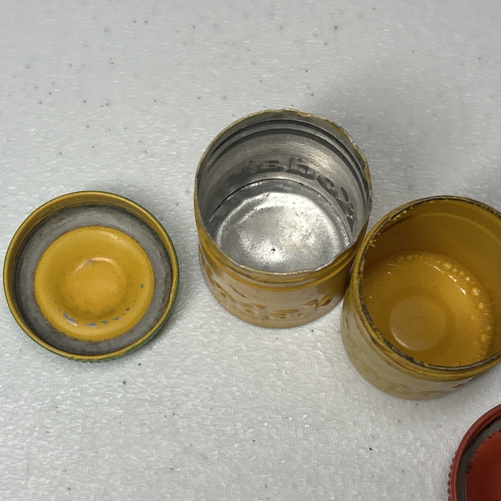 Pair Kodak Film Canisters Green Orange Vintage Screw On Lids