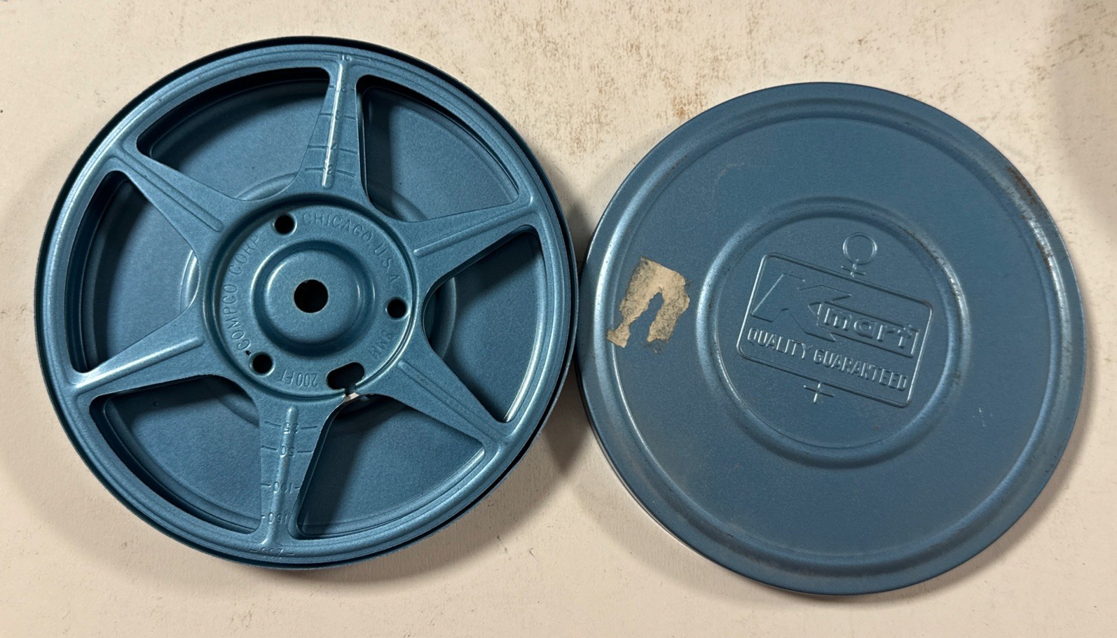 Lot of 7 Movie Film Reels & Cans 5″ 8mm Kmart Blue Kenco Dual Regular