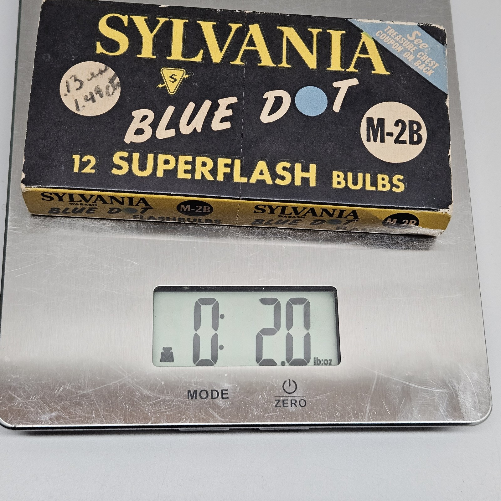 Sylvania Blue Dot Superflash Bulbs 10 In Pack Vtg 1950’s M-2 M-2B Flashbulbs