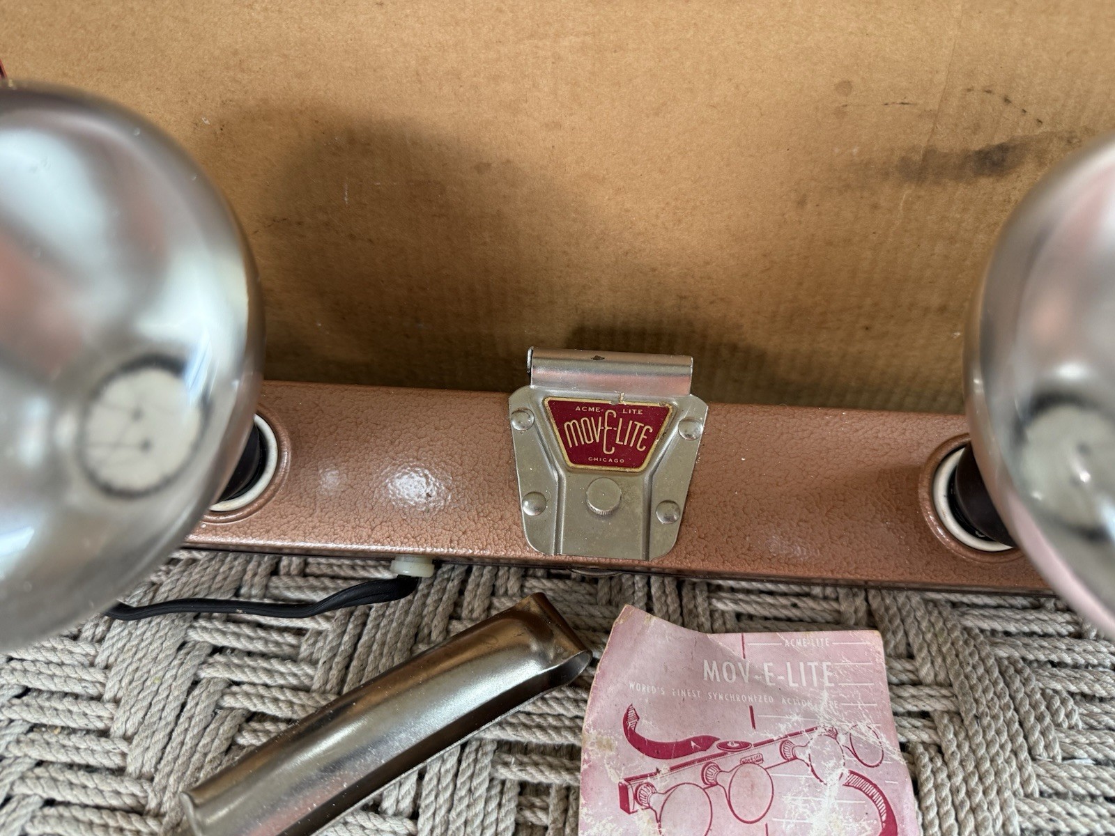 🍊Vintage ACME MOV-E-LITE Movie Film Stage Lighting Model 4 w/ Box WORKS!