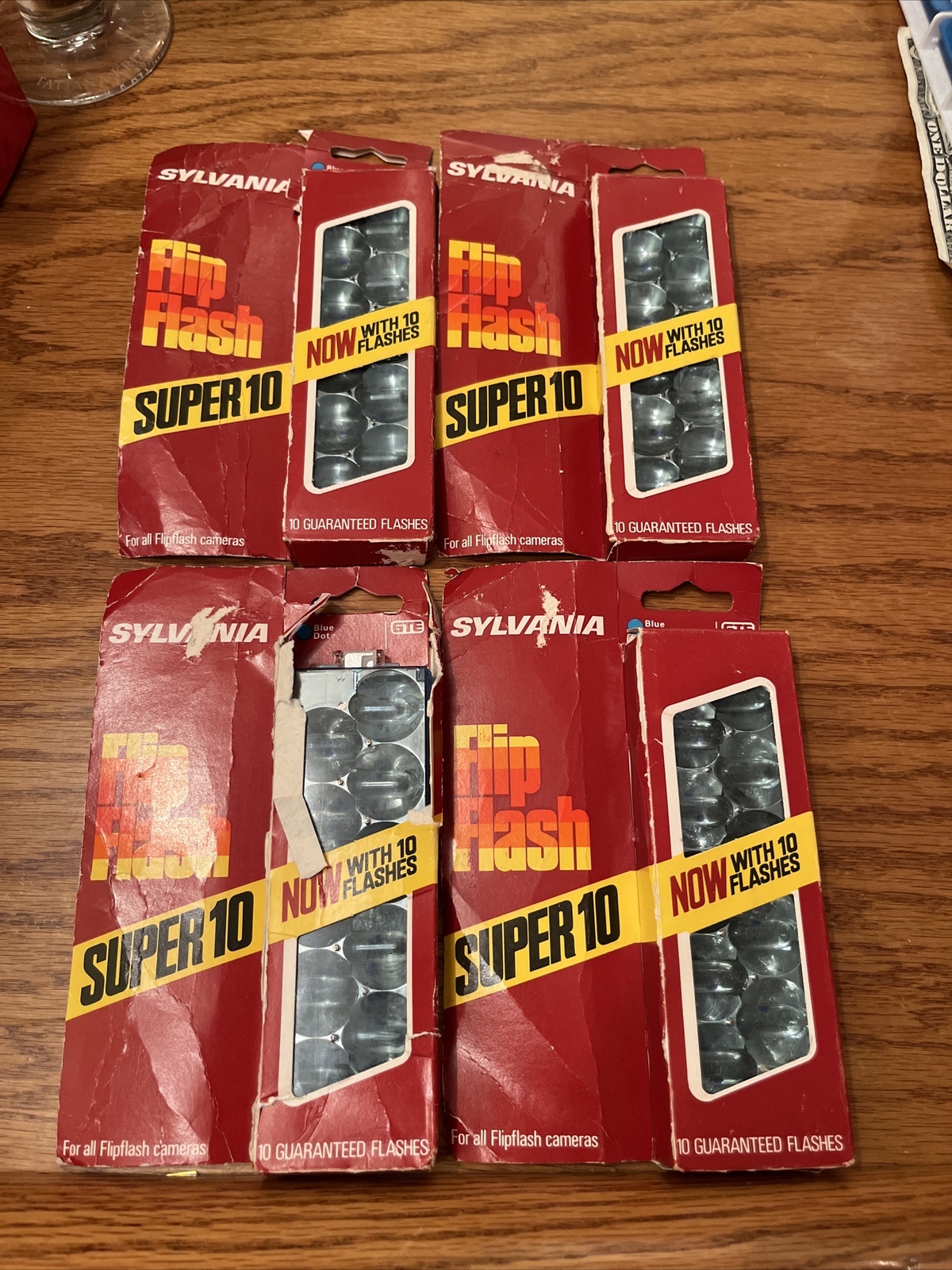 Lot Of 4 New Old Stock Sylvania Blue Dot Flip Flash Super 10 Flashes, New In Box